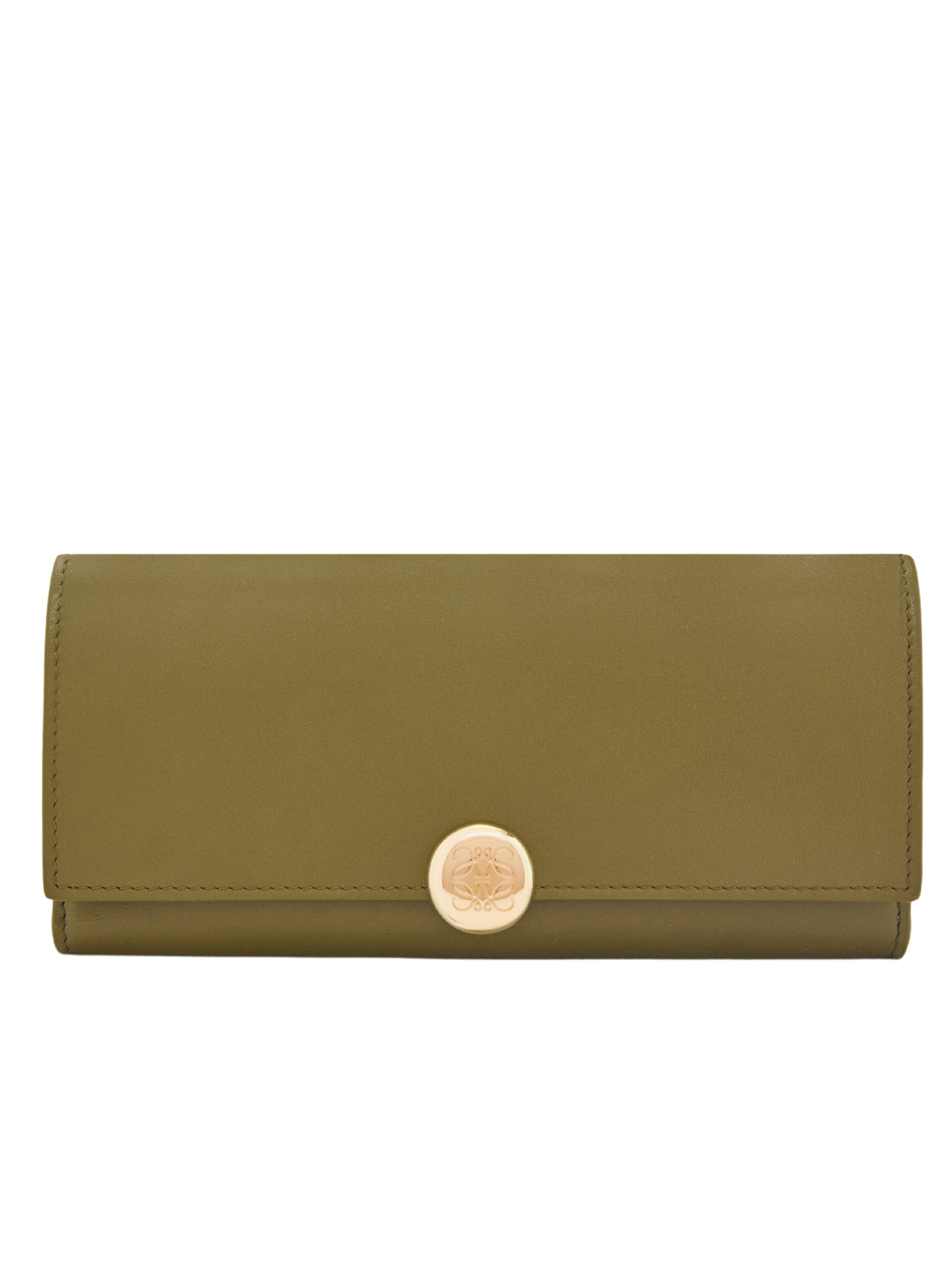 Оливковий шкіряний гаманець Loewe Pebble із золотистою фурнітурою