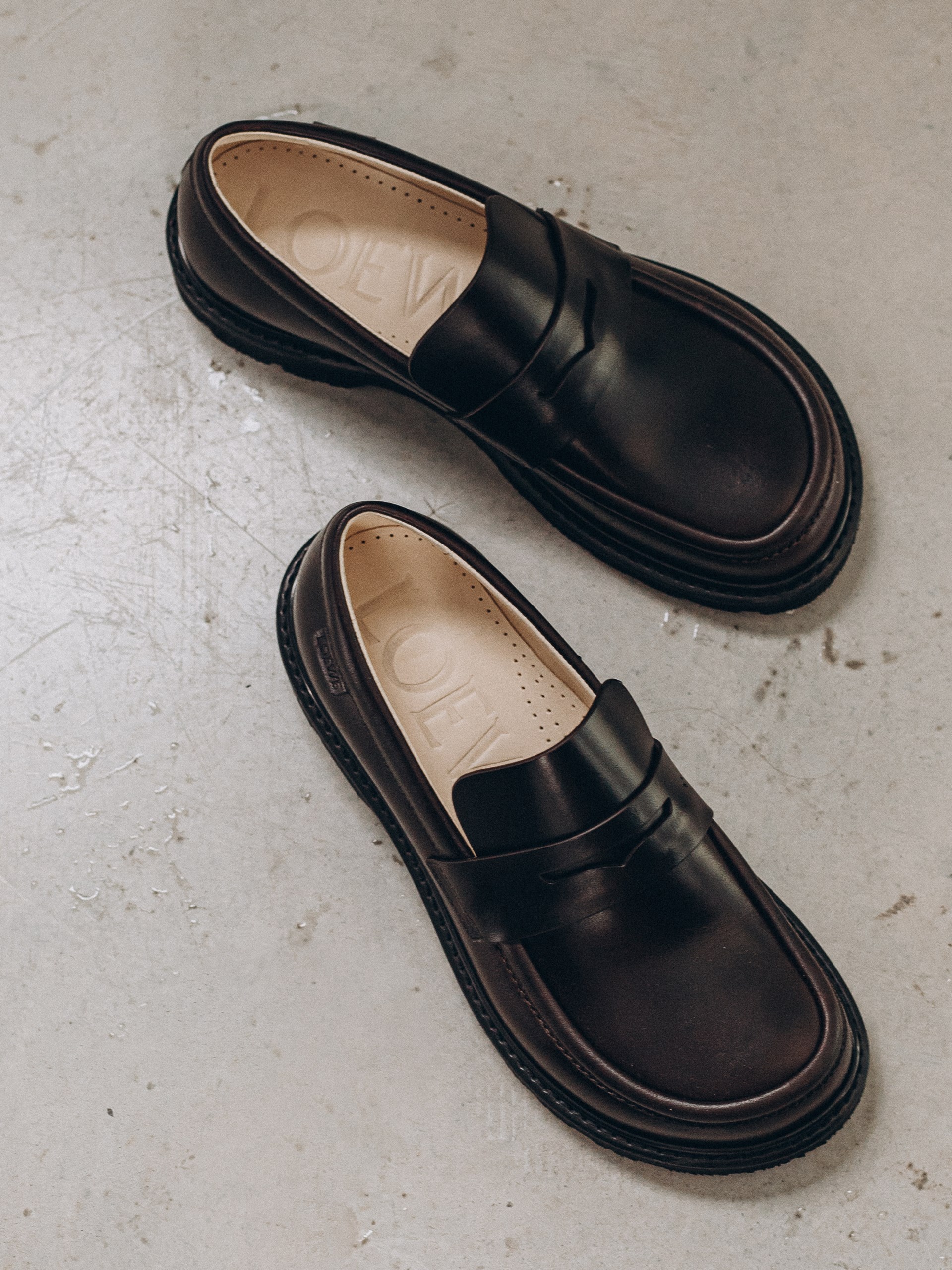 Loewe Blaze leather loafers in dark brown