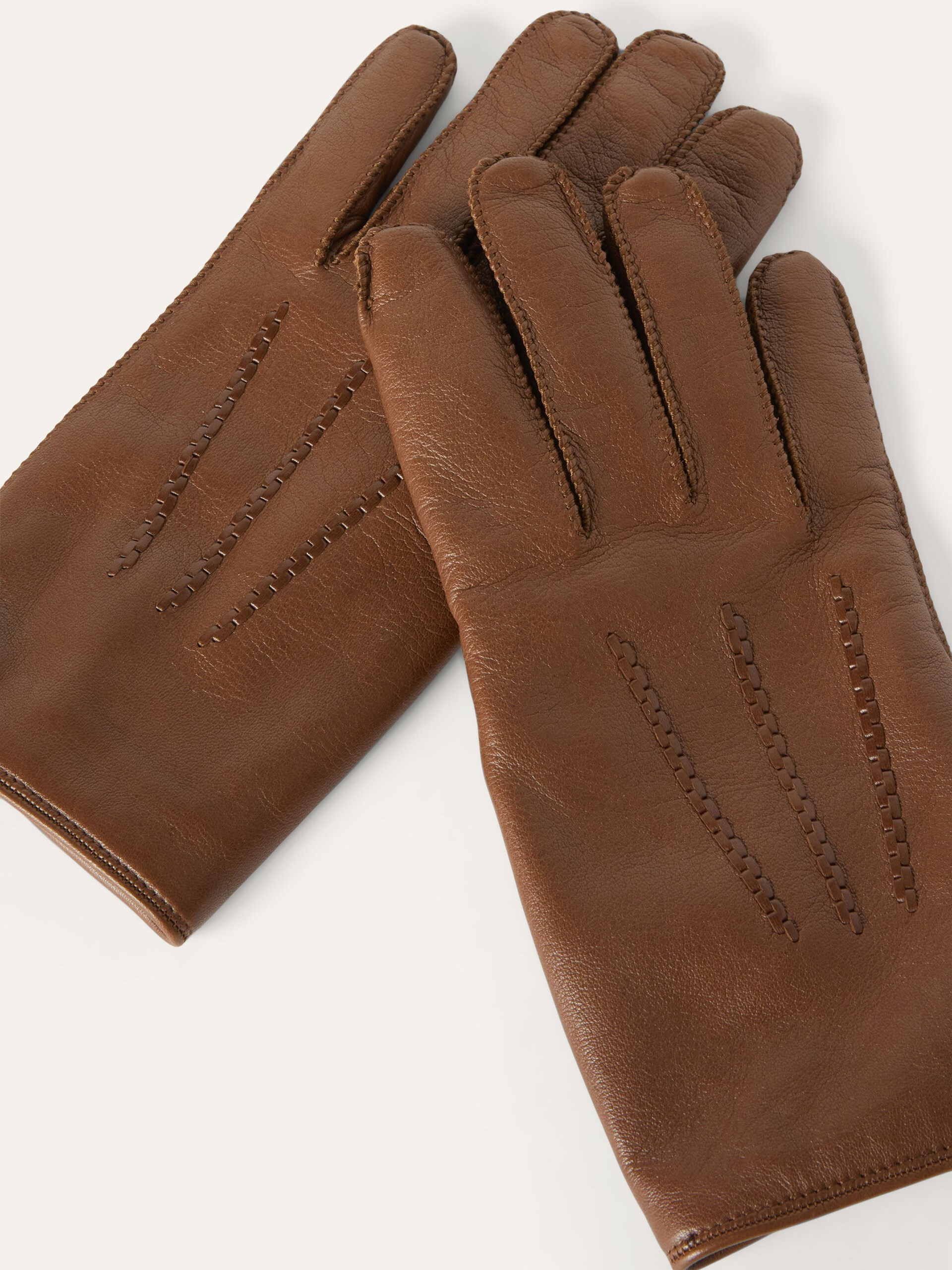 Loro Piana brown leather gloves for men