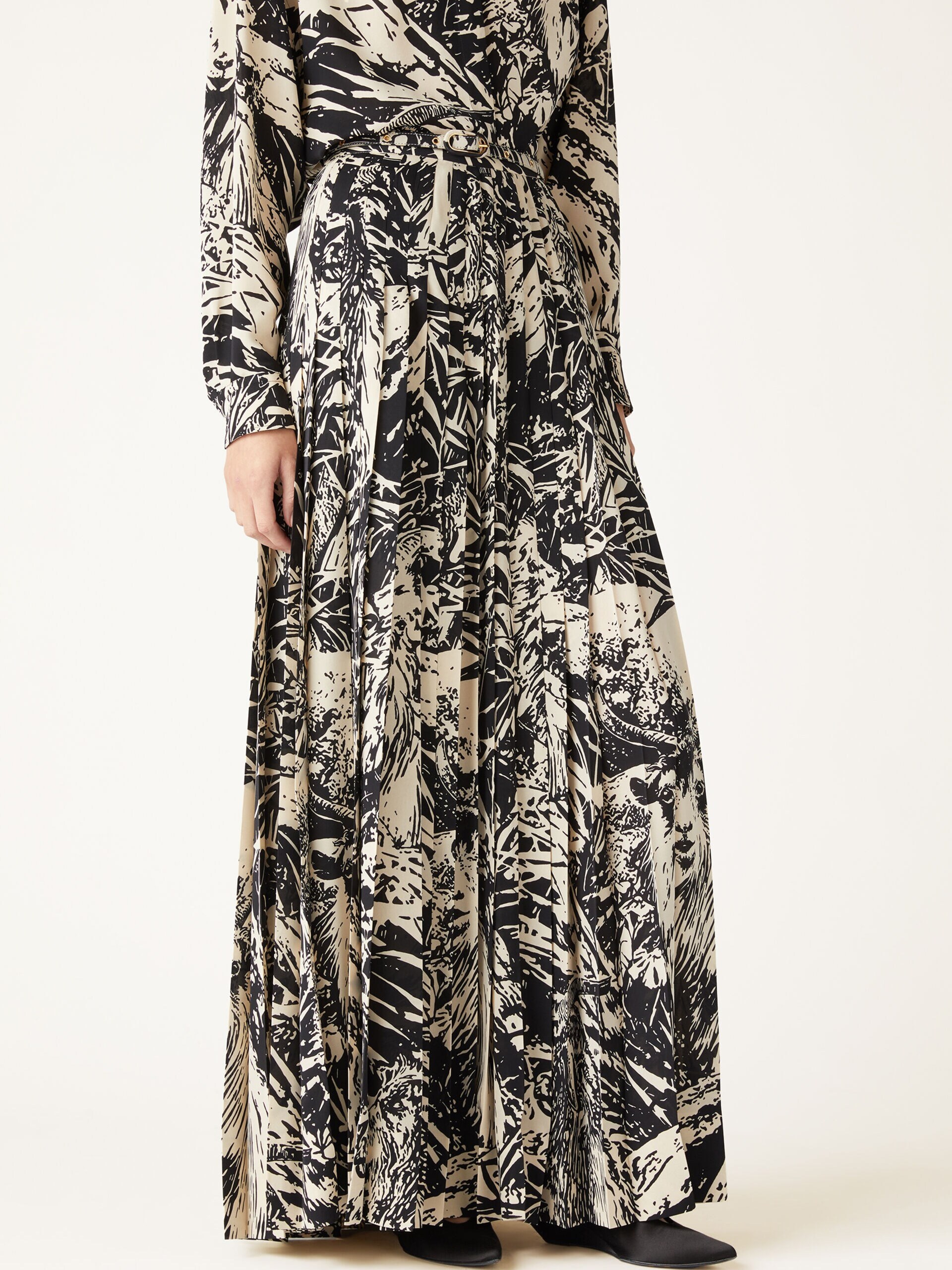 Loro Piana maxi length silk pleated skirt