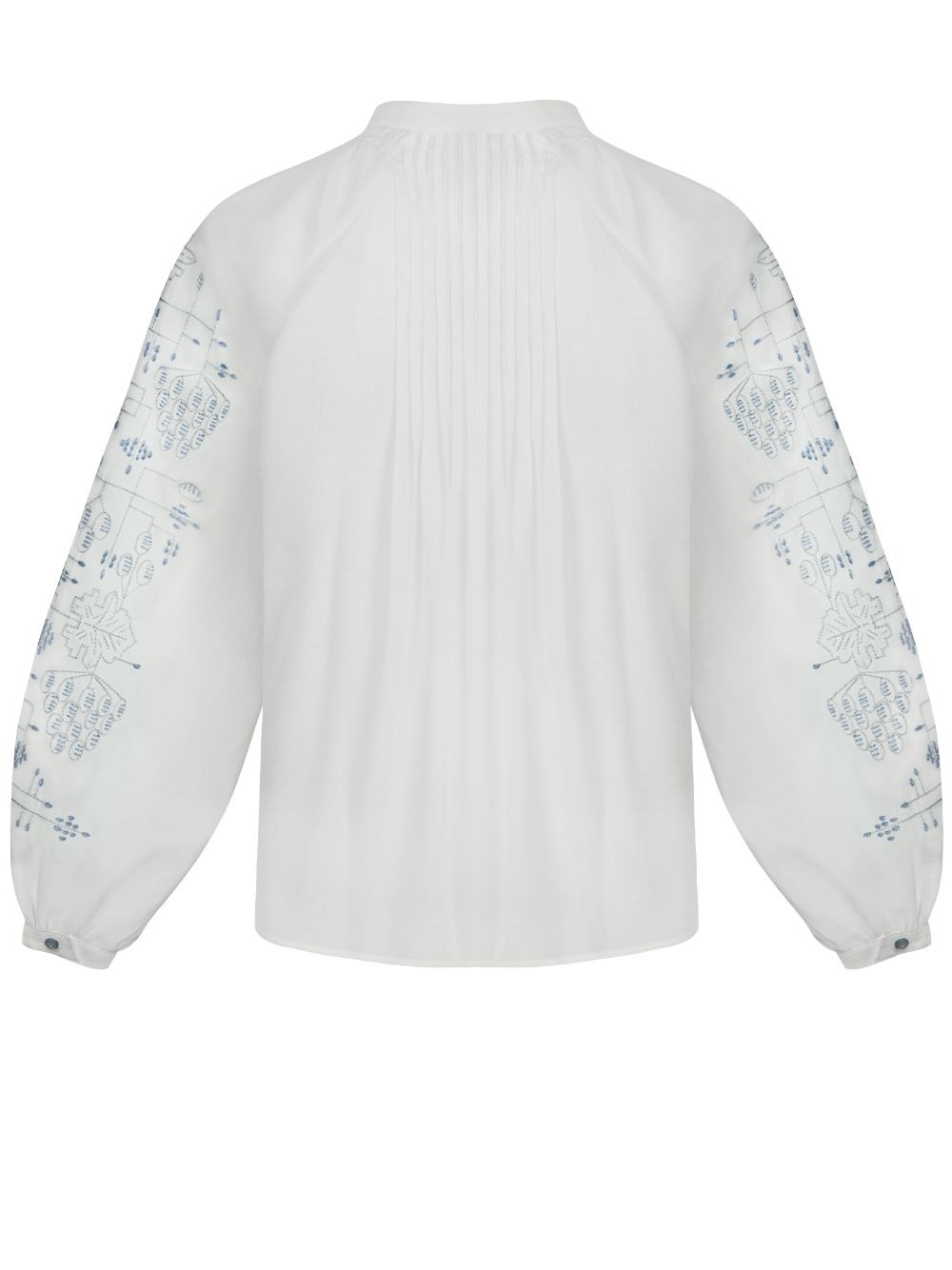 Park Avenue Atelier white shirt with hand-embroidered graphic pattern
