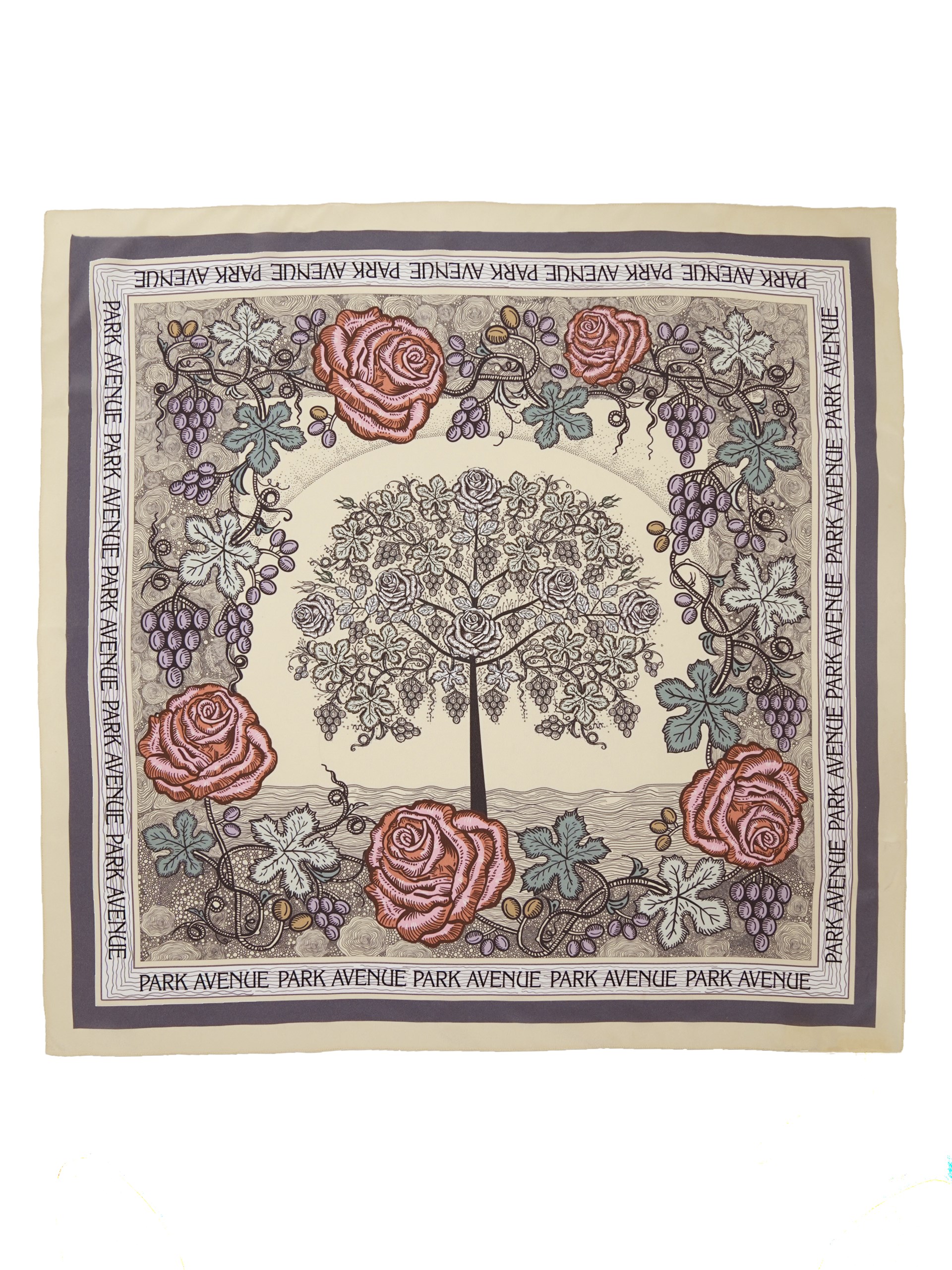 Park Avenue Atelier beige scarf with a graphic author's pattern