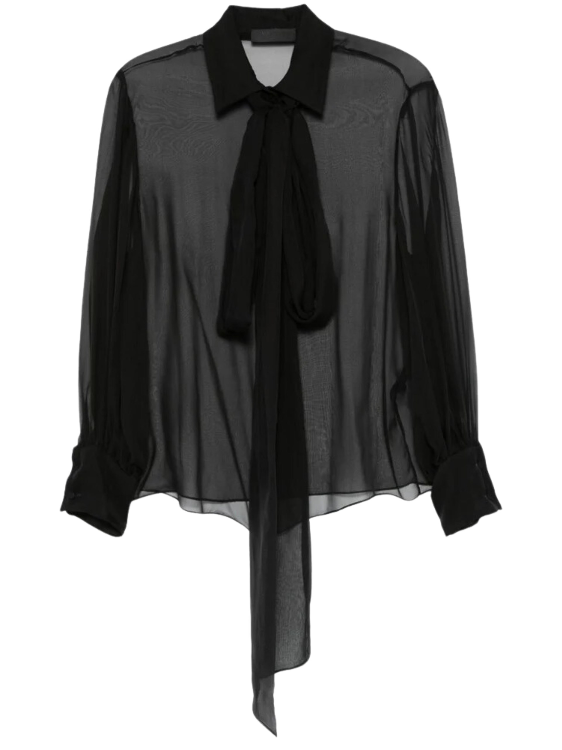 Valentino black silk translucent blouse with bow