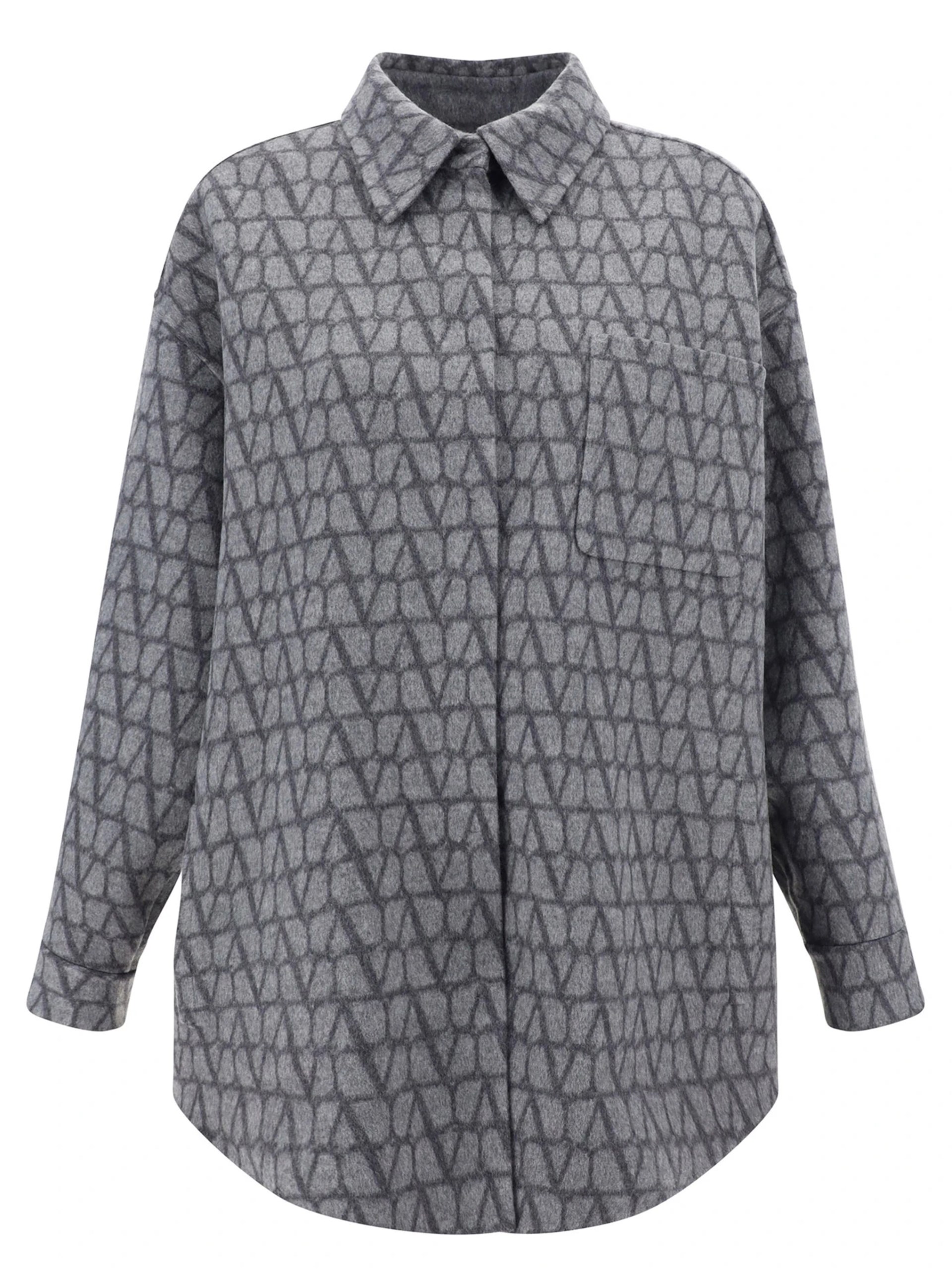Valentino grey reversible wool and cashmere jacket