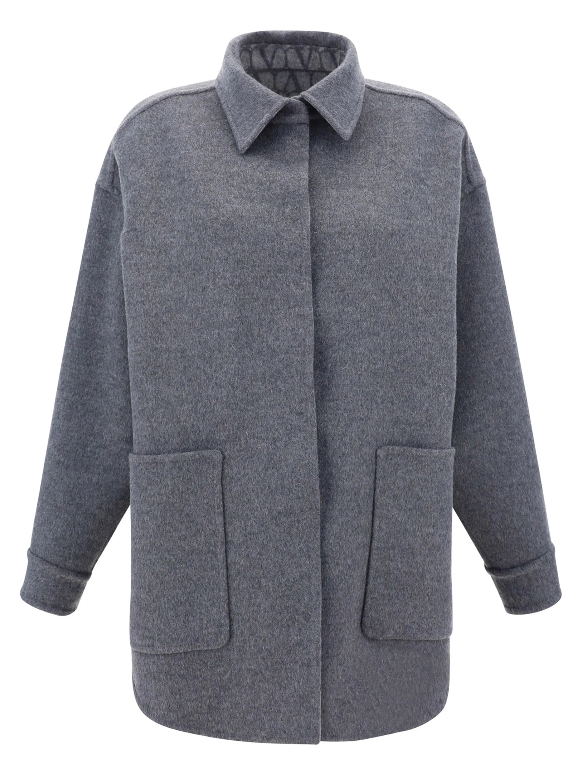 Valentino grey reversible wool and cashmere jacket