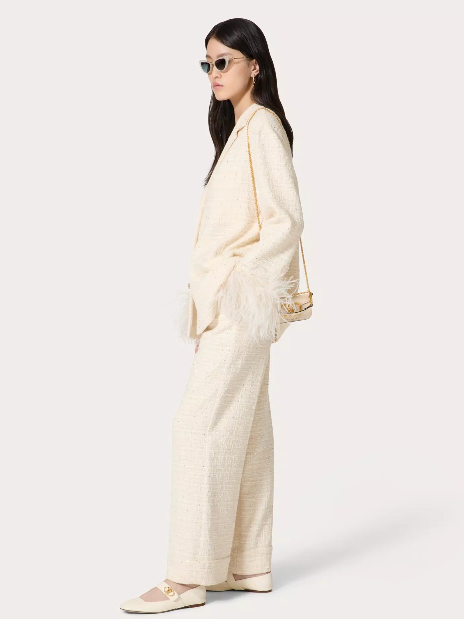 Valentino ivory tweed trousers