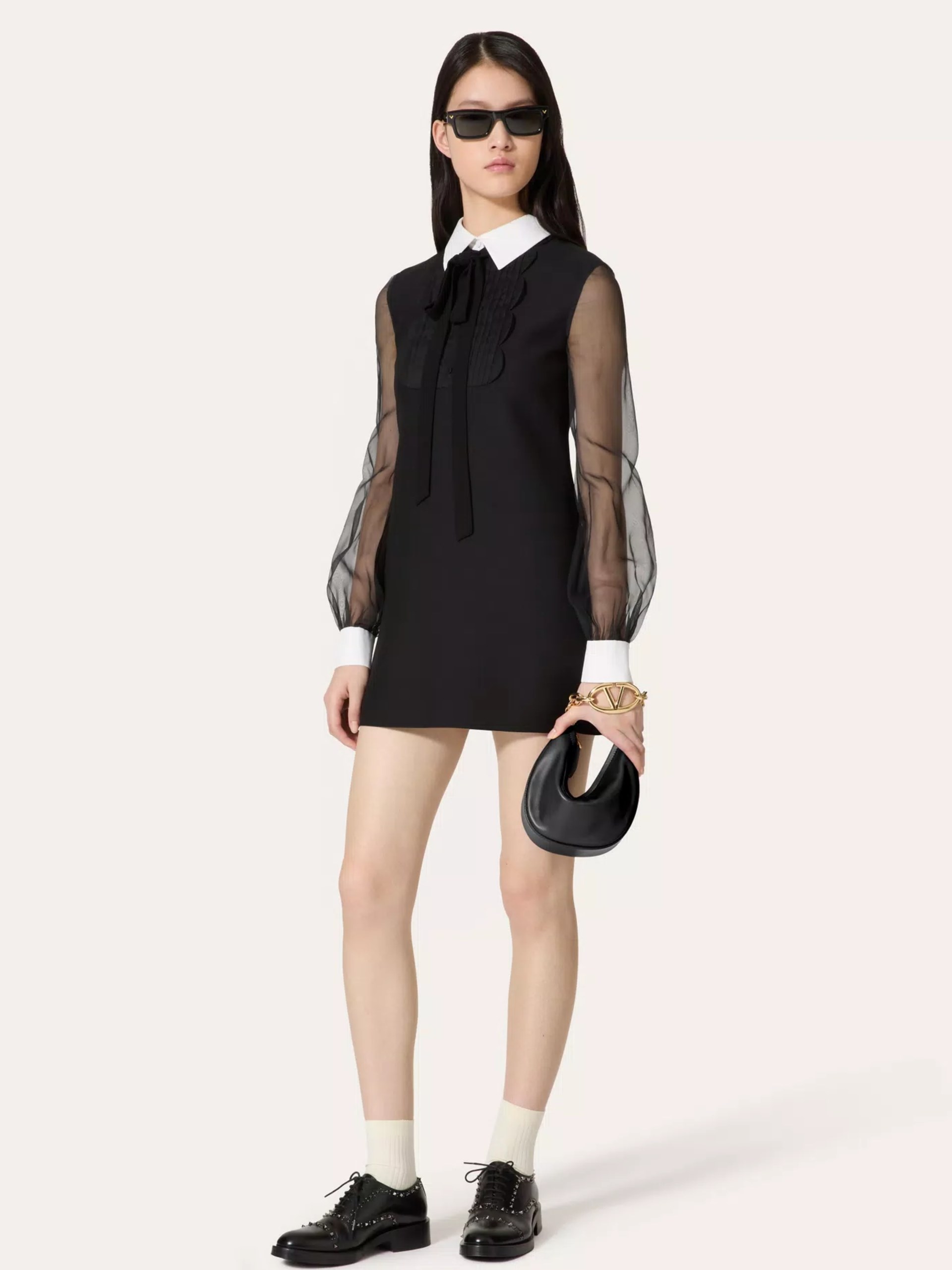 Valentino mini dress with translucent sleeves