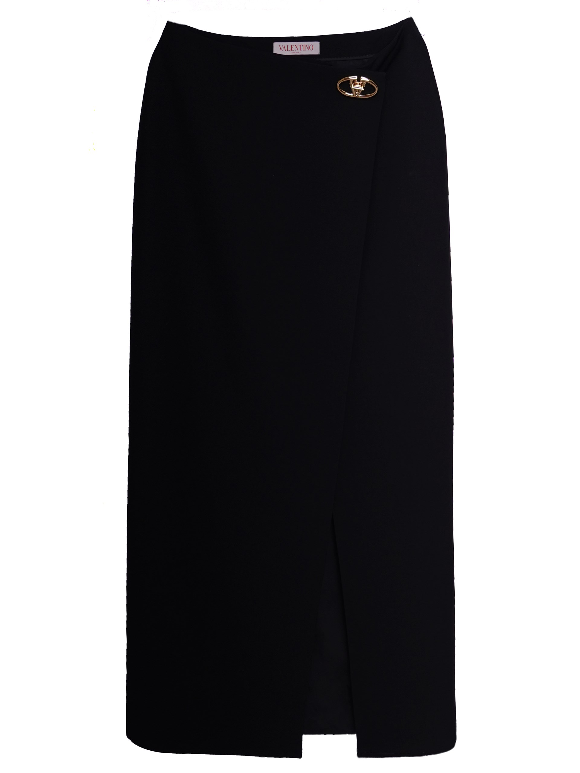 Valentino Vlogo wool and silk midi skirt in black
