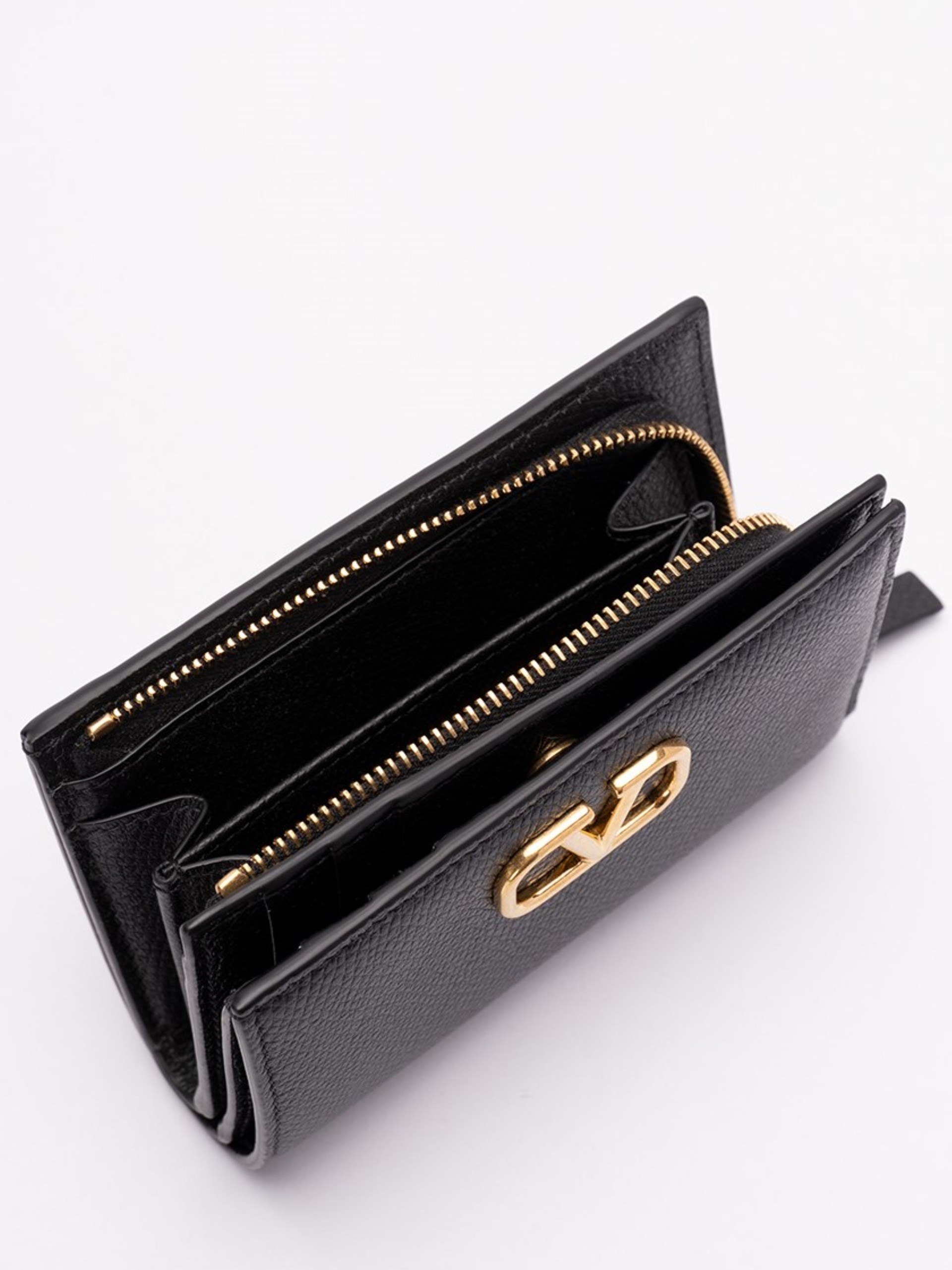 Valentino Garavani Vlogo Black Leather Wallet