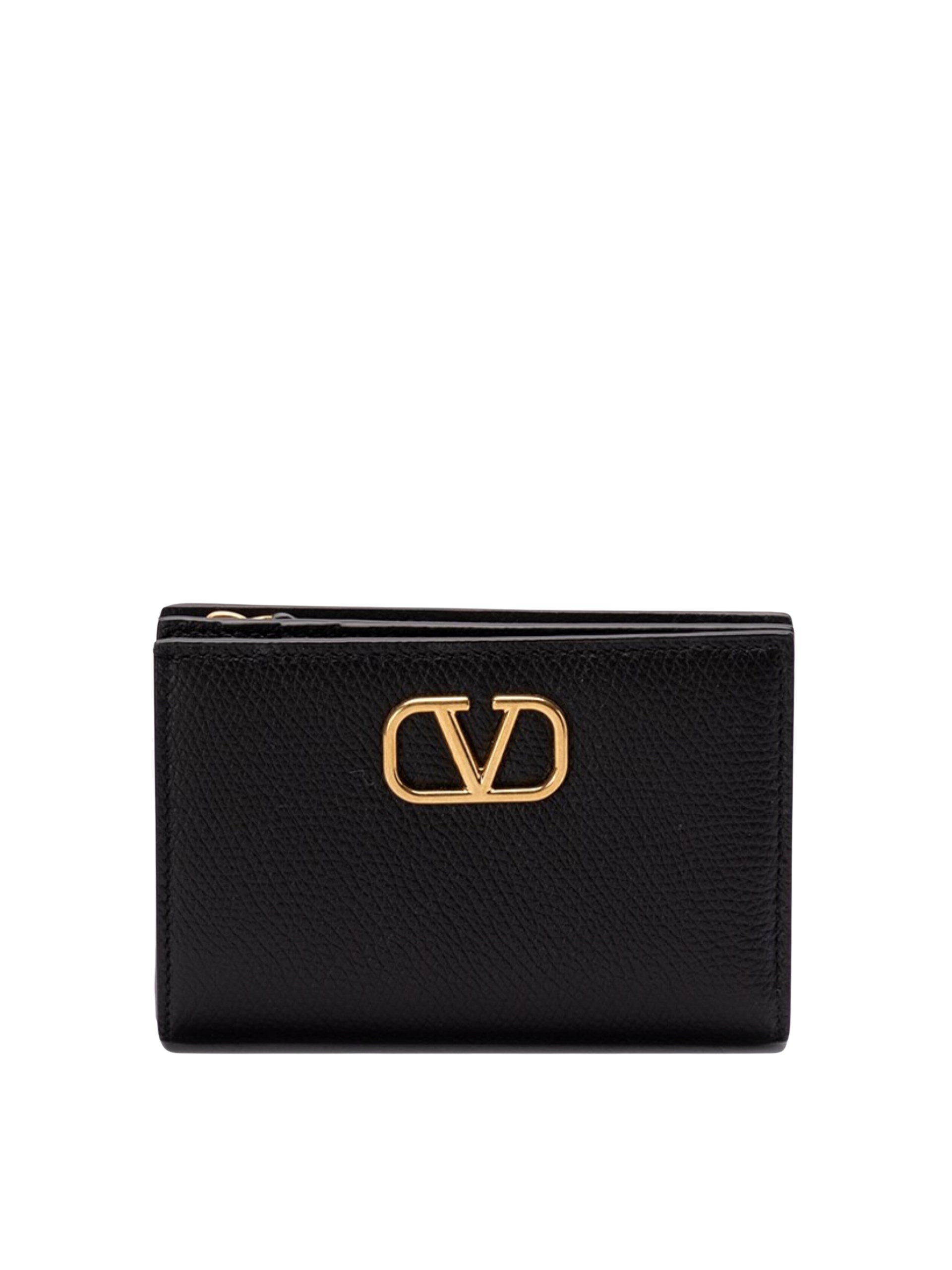Valentino Garavani Vlogo Black Leather Wallet