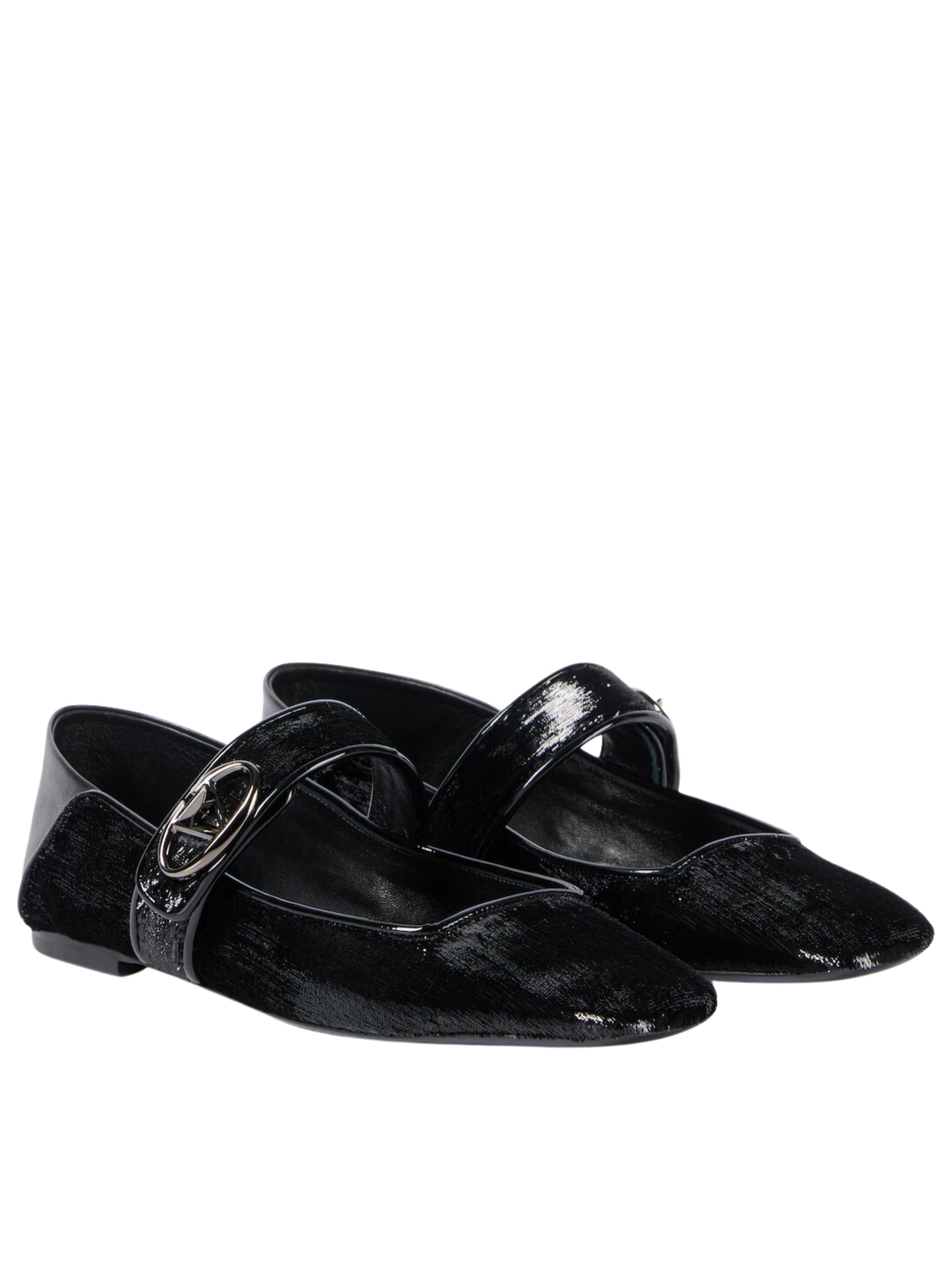 Valentino Garavani Vlogo Locker Mary-Jane Black Leather Ballet Flats