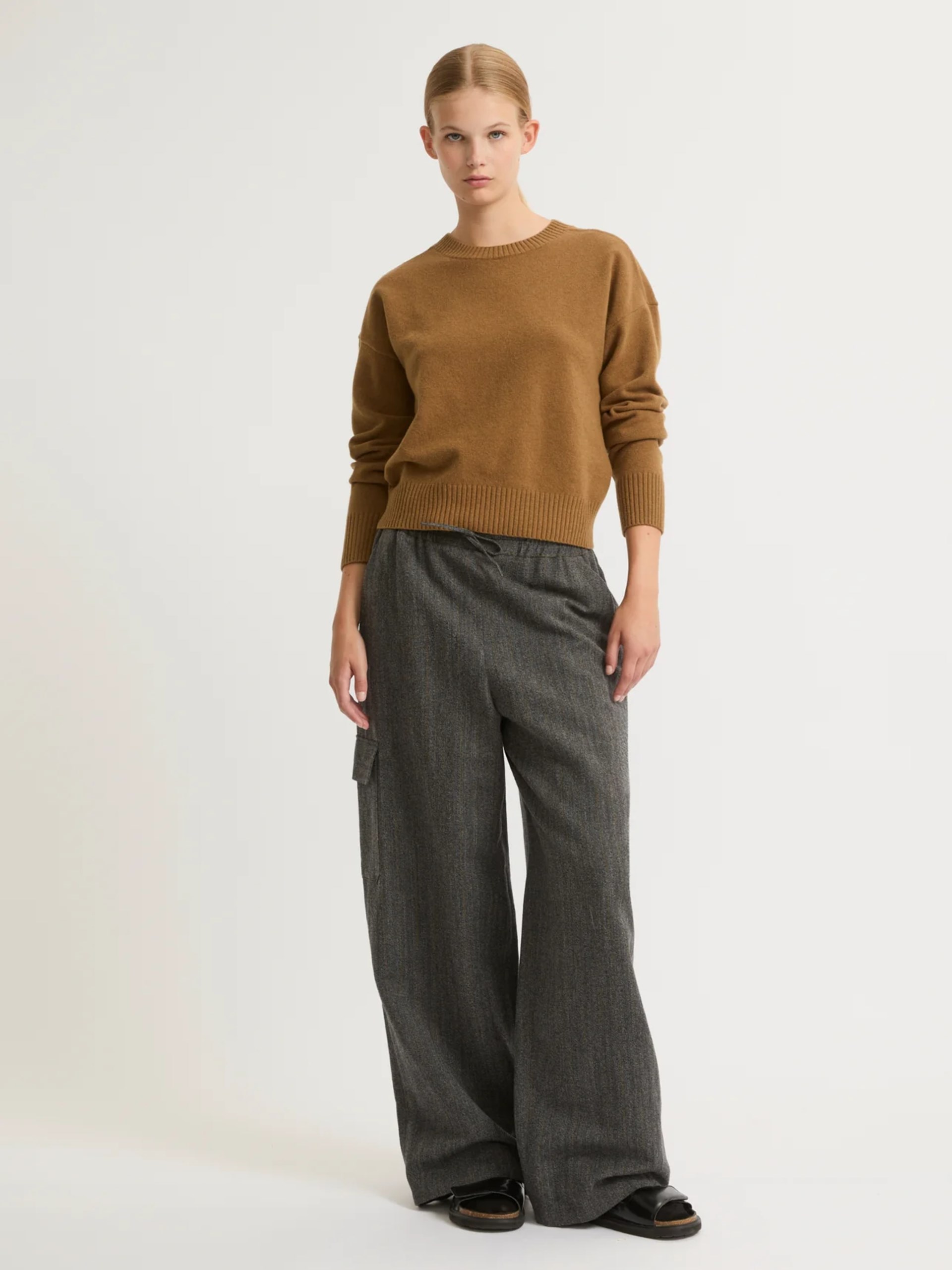 Yves Salomon gray wool cargo pants