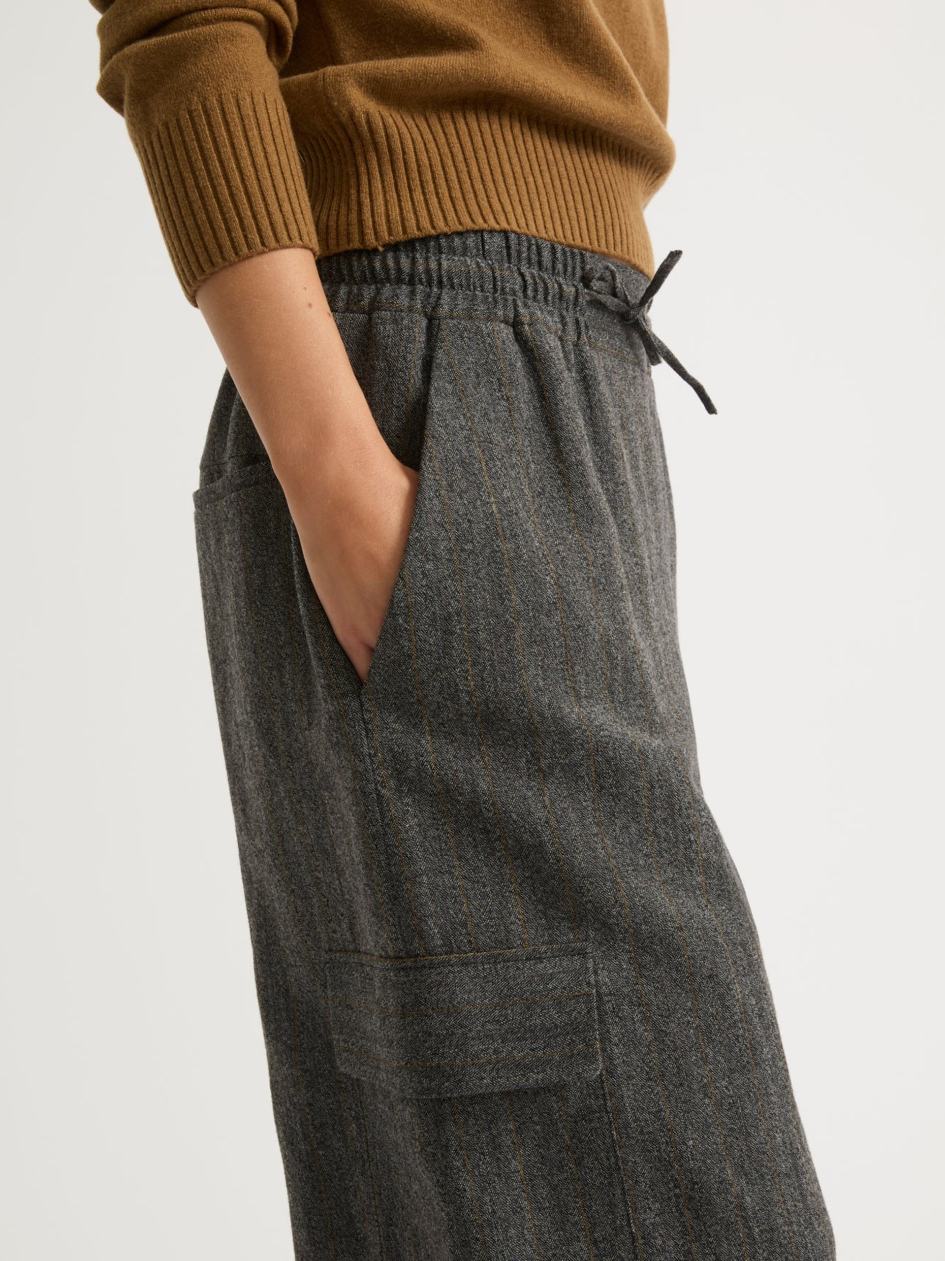 Yves Salomon gray wool cargo pants