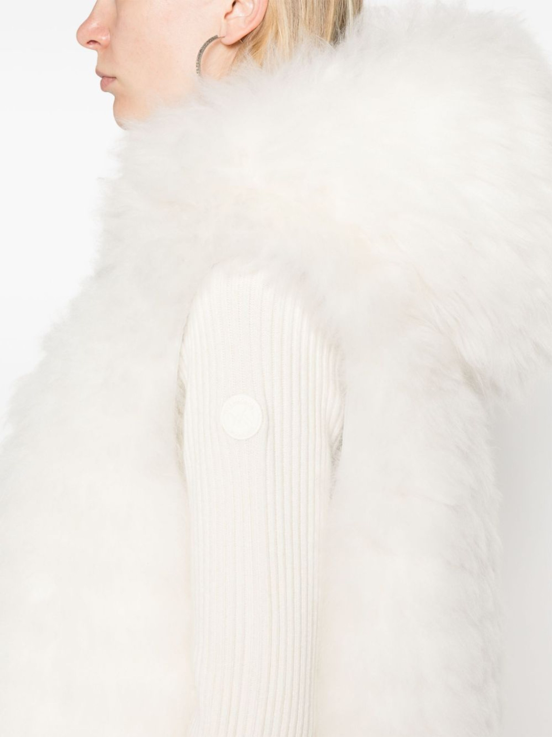 Yves Salomon white double-sided tank top with fur