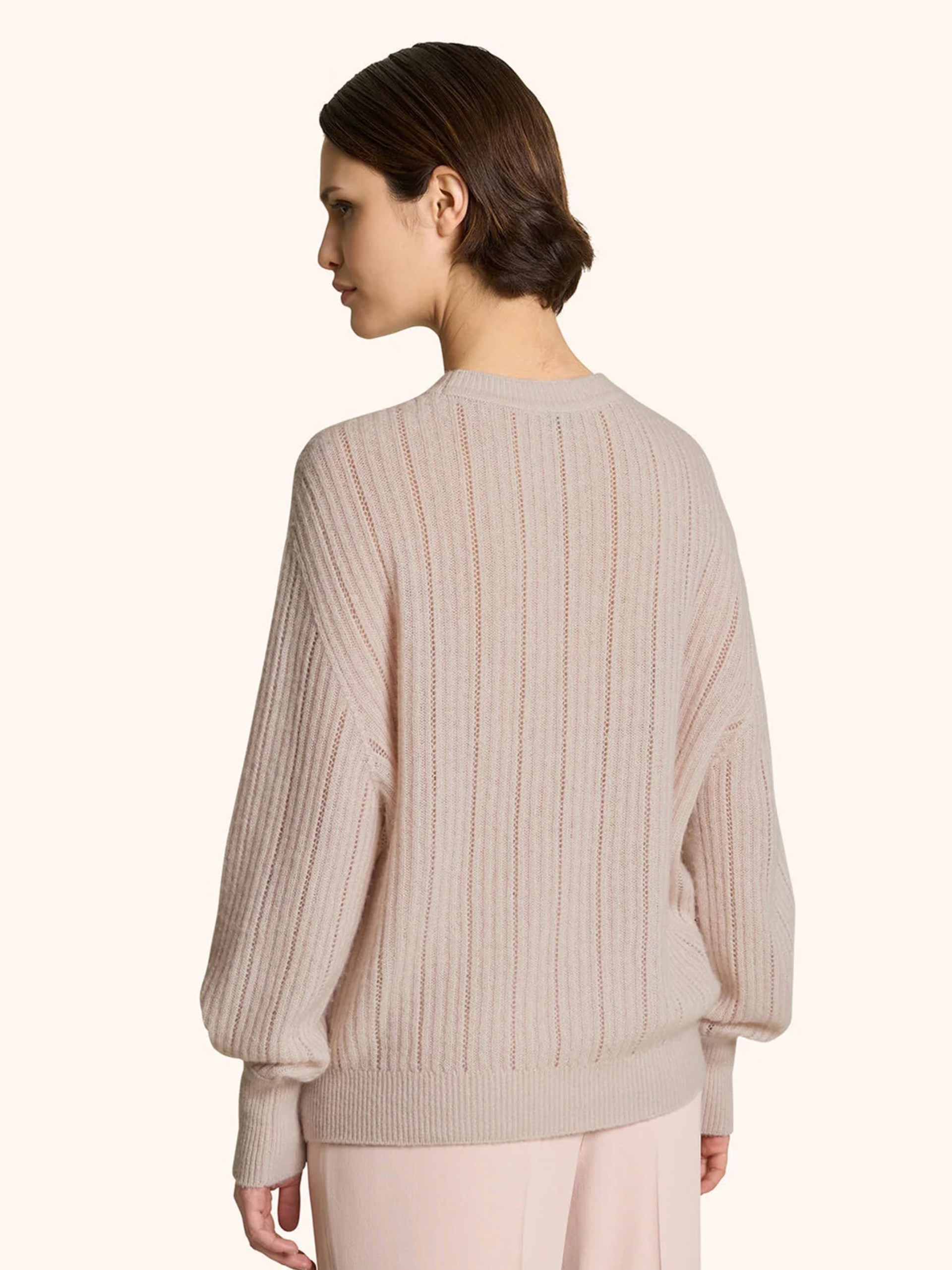 Kiton beige cashmere sweater with perforated details