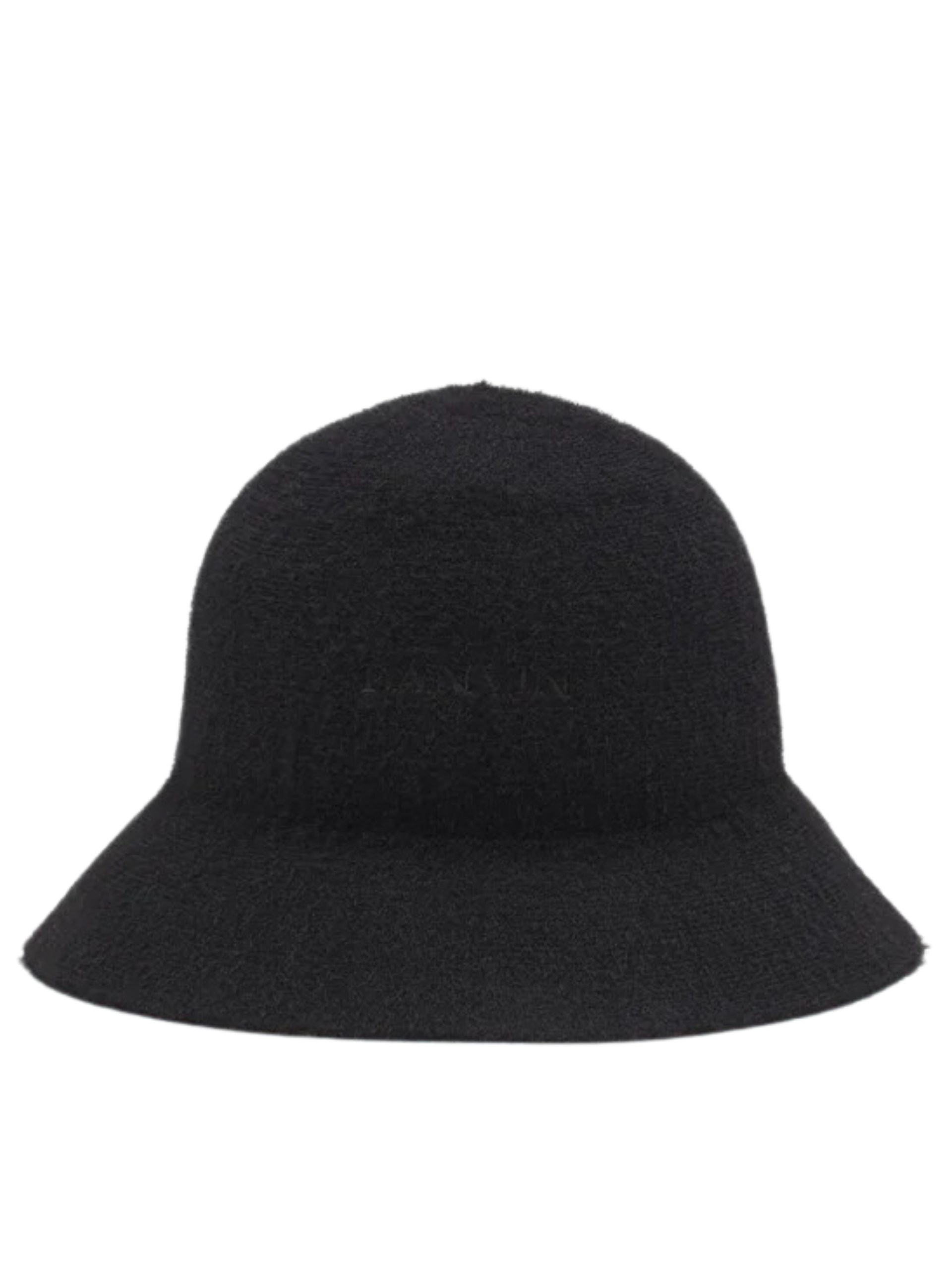 Lanvin black cotton logo panama hat