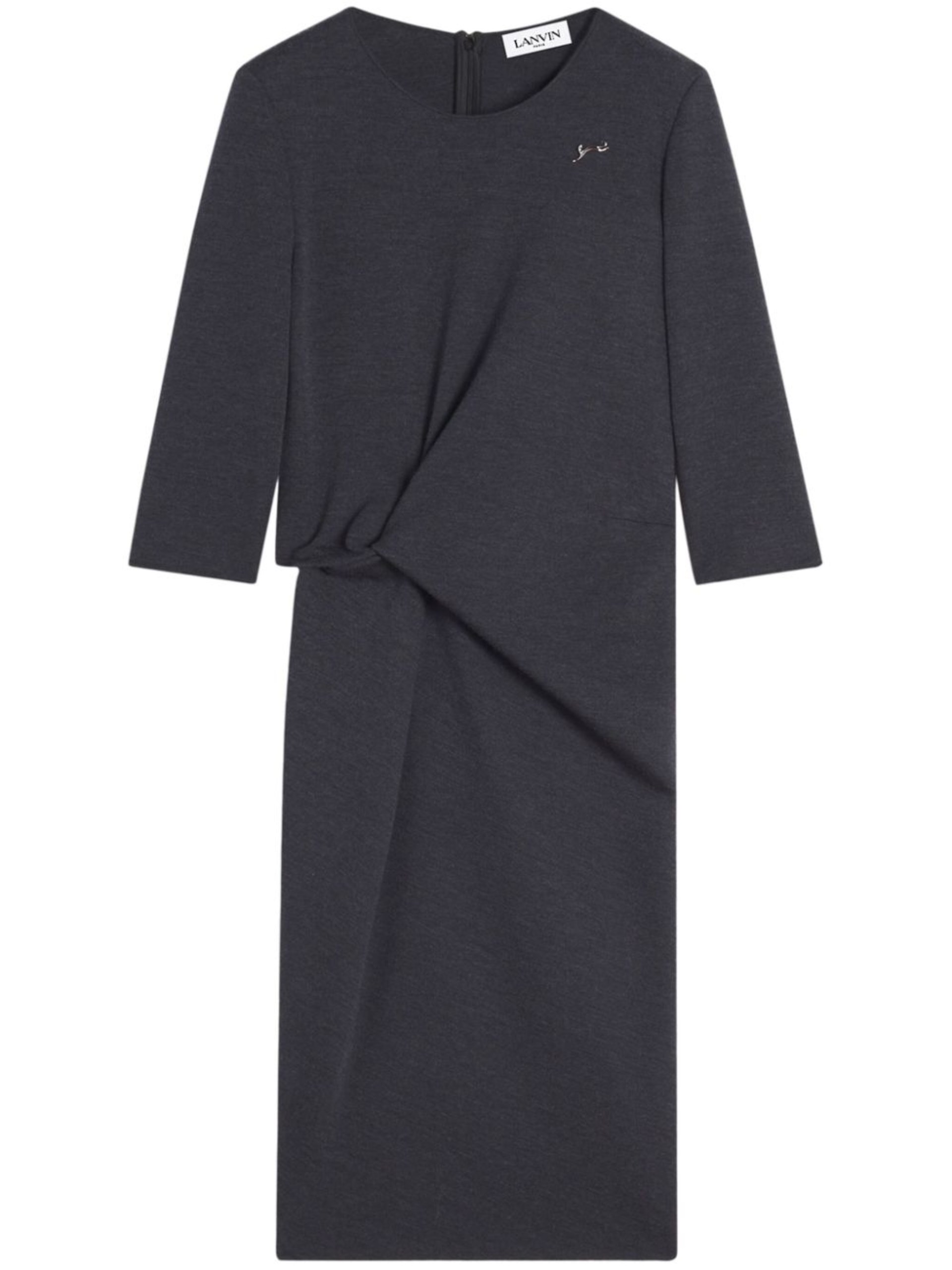 Lanvin gray dress with silver cat detail