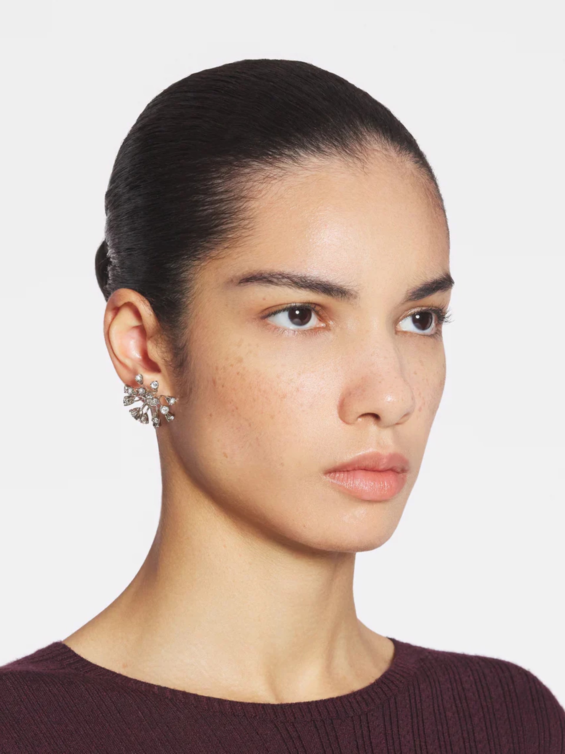 Lanvin Traviata silver flower earrings