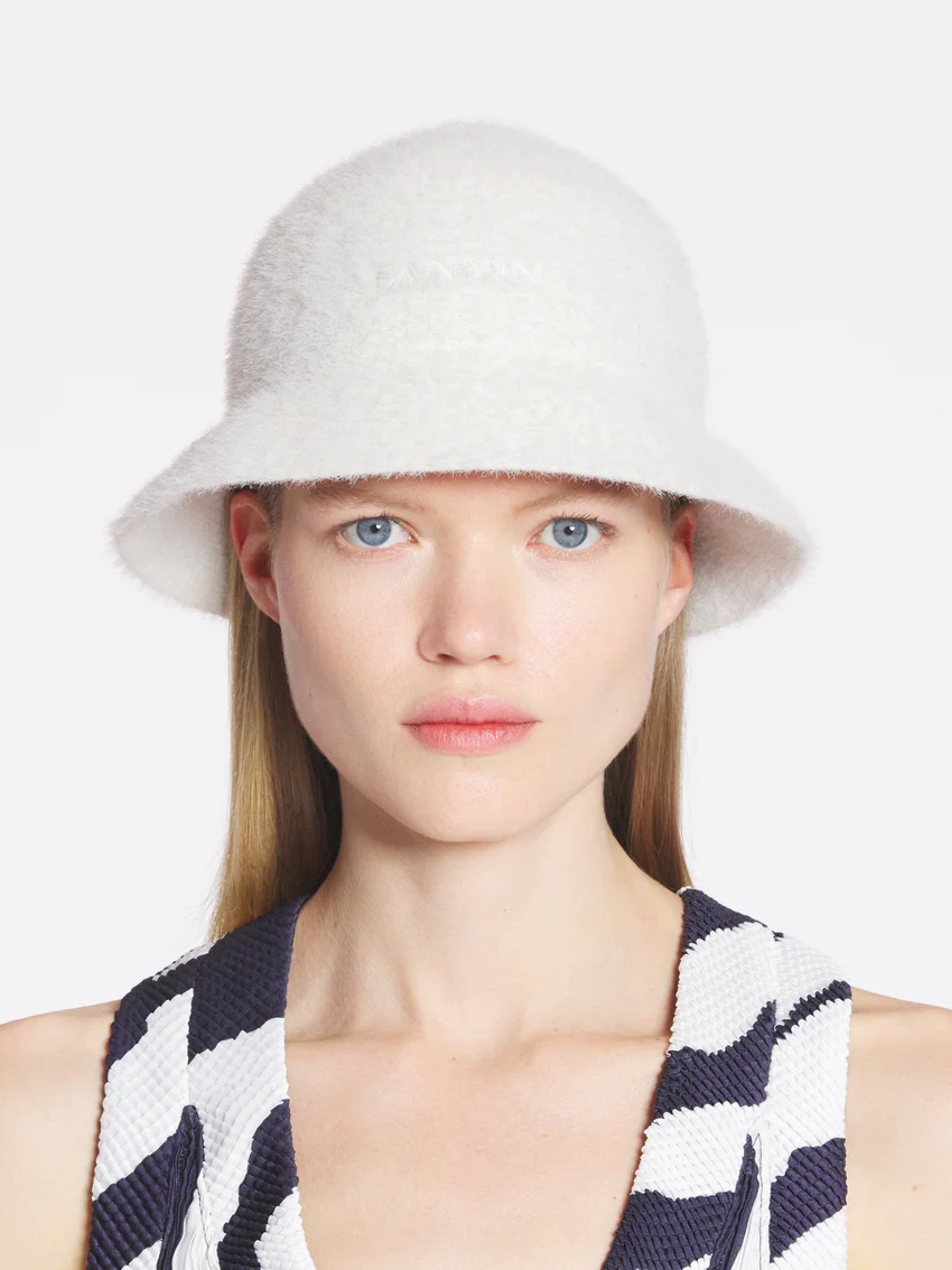 Lanvin white cotton logo panama hat