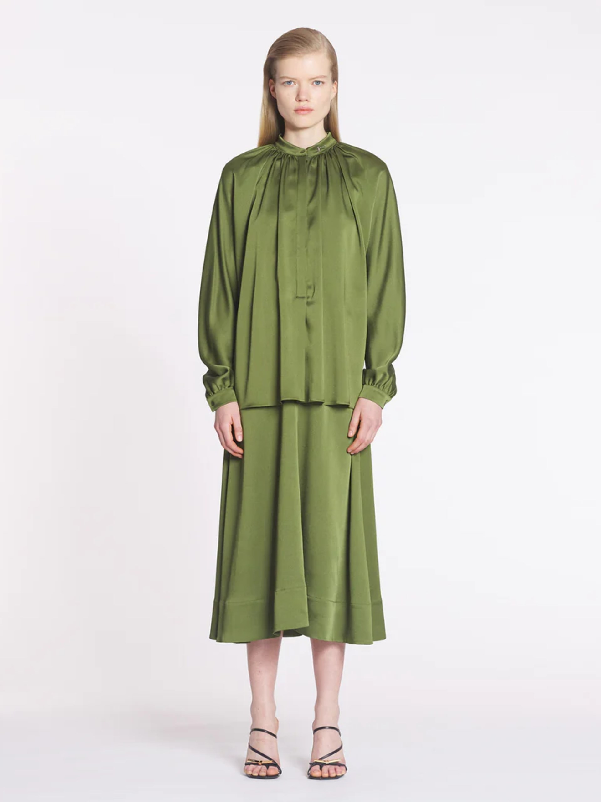 Зелена блуза Lanvin вільного крою з довгими рукавами