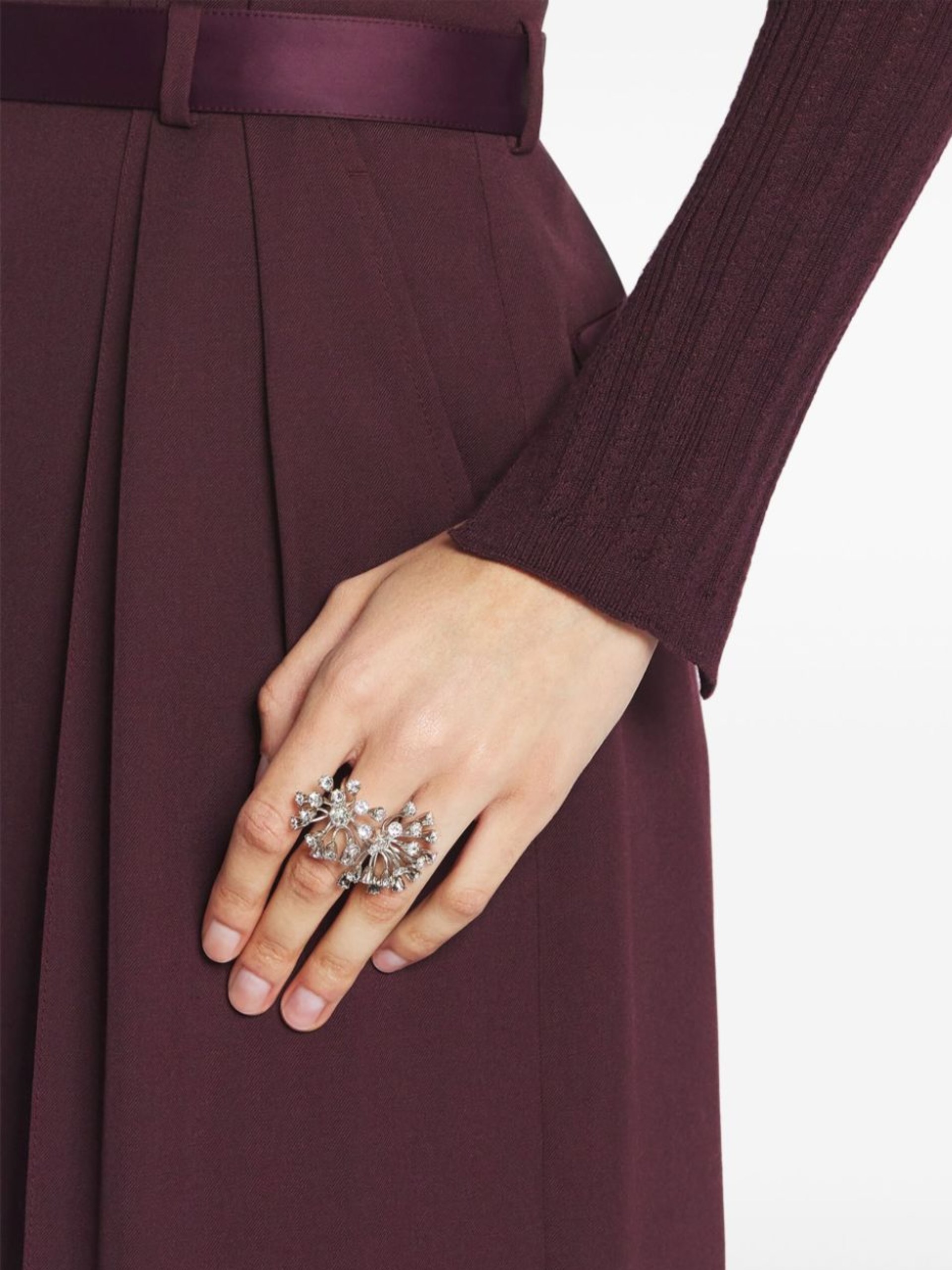Lanvin Traviata silver flower ring