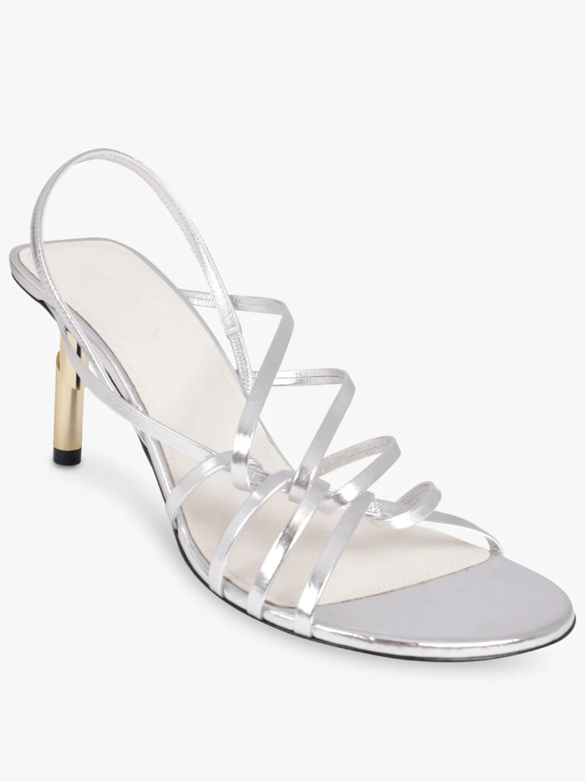 Lanvin Sequence silver leather heeled sandals
