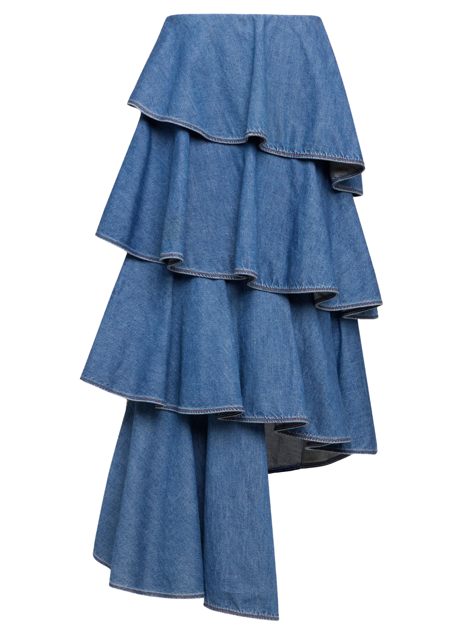 Alaia blue denim skirt with an asymmetrical cut
