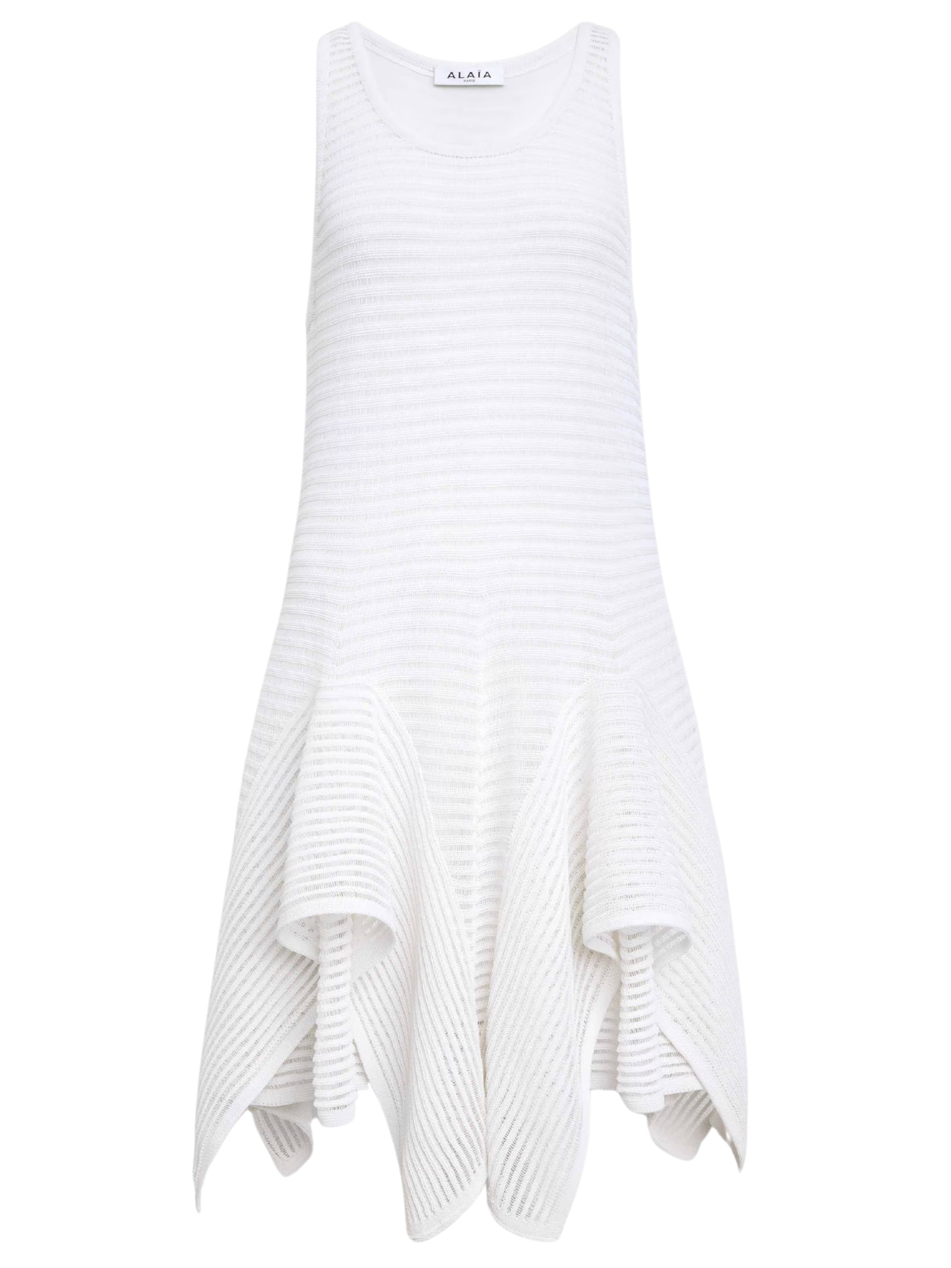 Alaia white knitted dress with ruffles