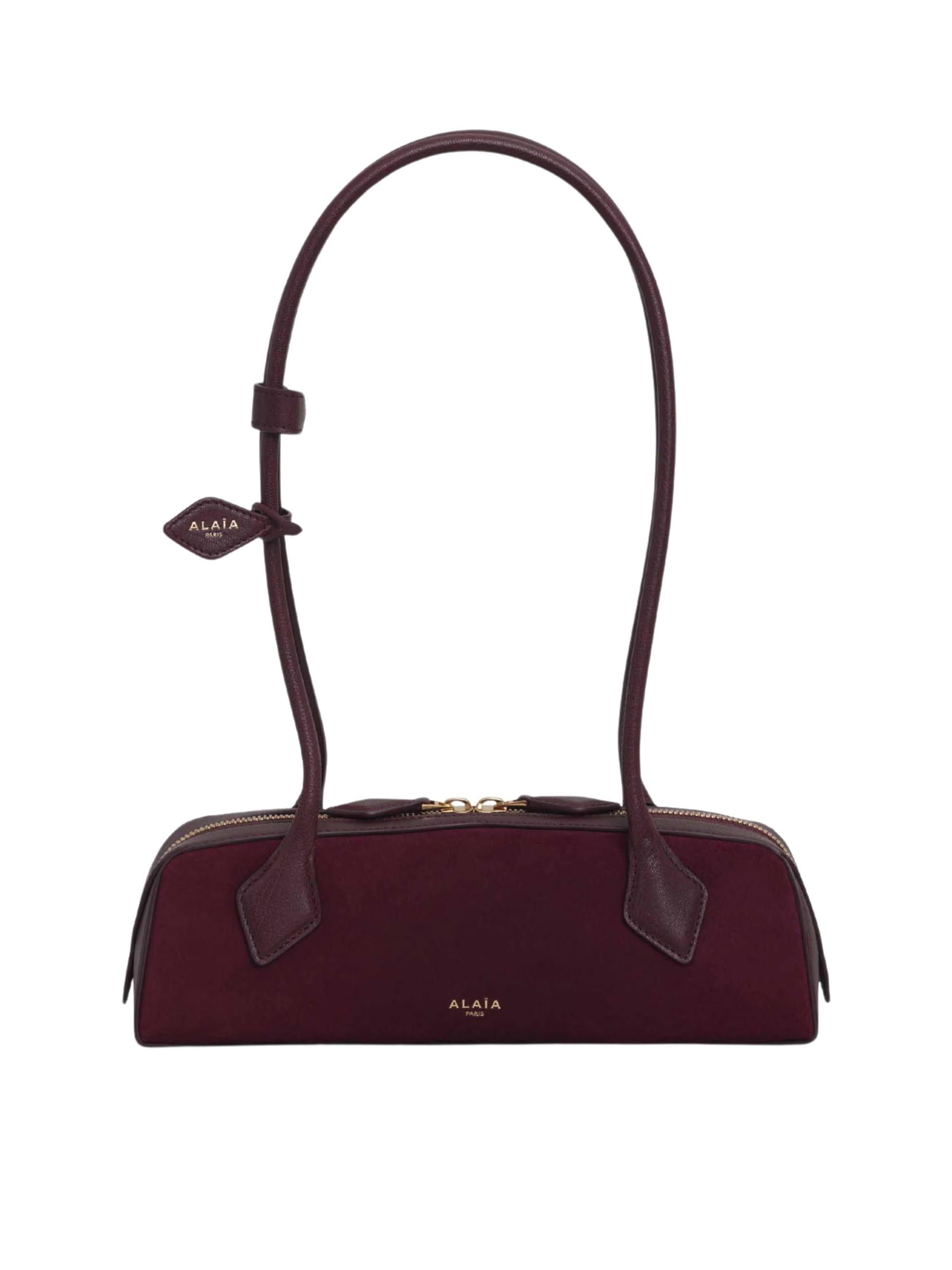 Alaia Le Teckel elongated garnet-red leather bag