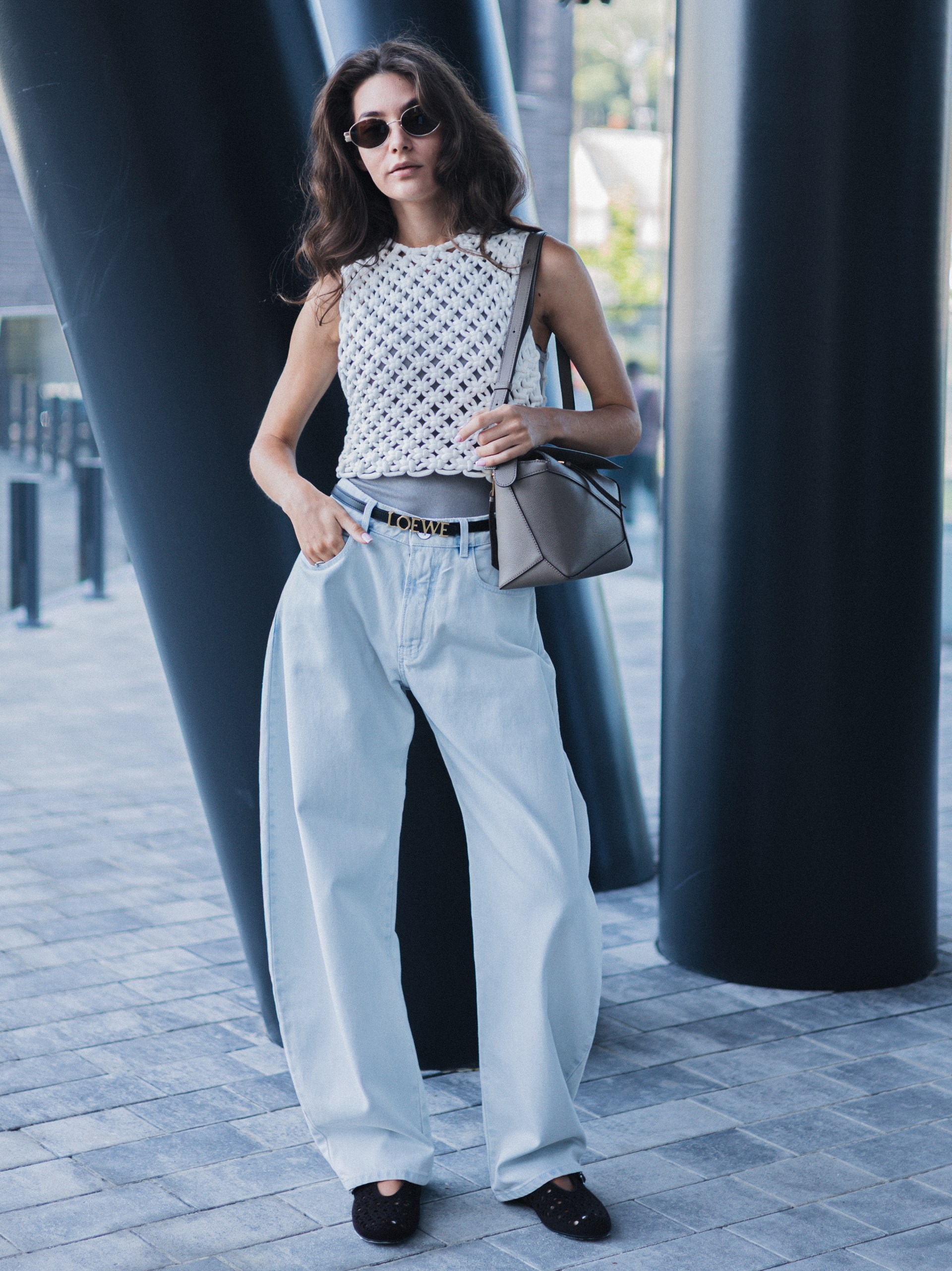 Alaia light blue high-rise cropped jeans