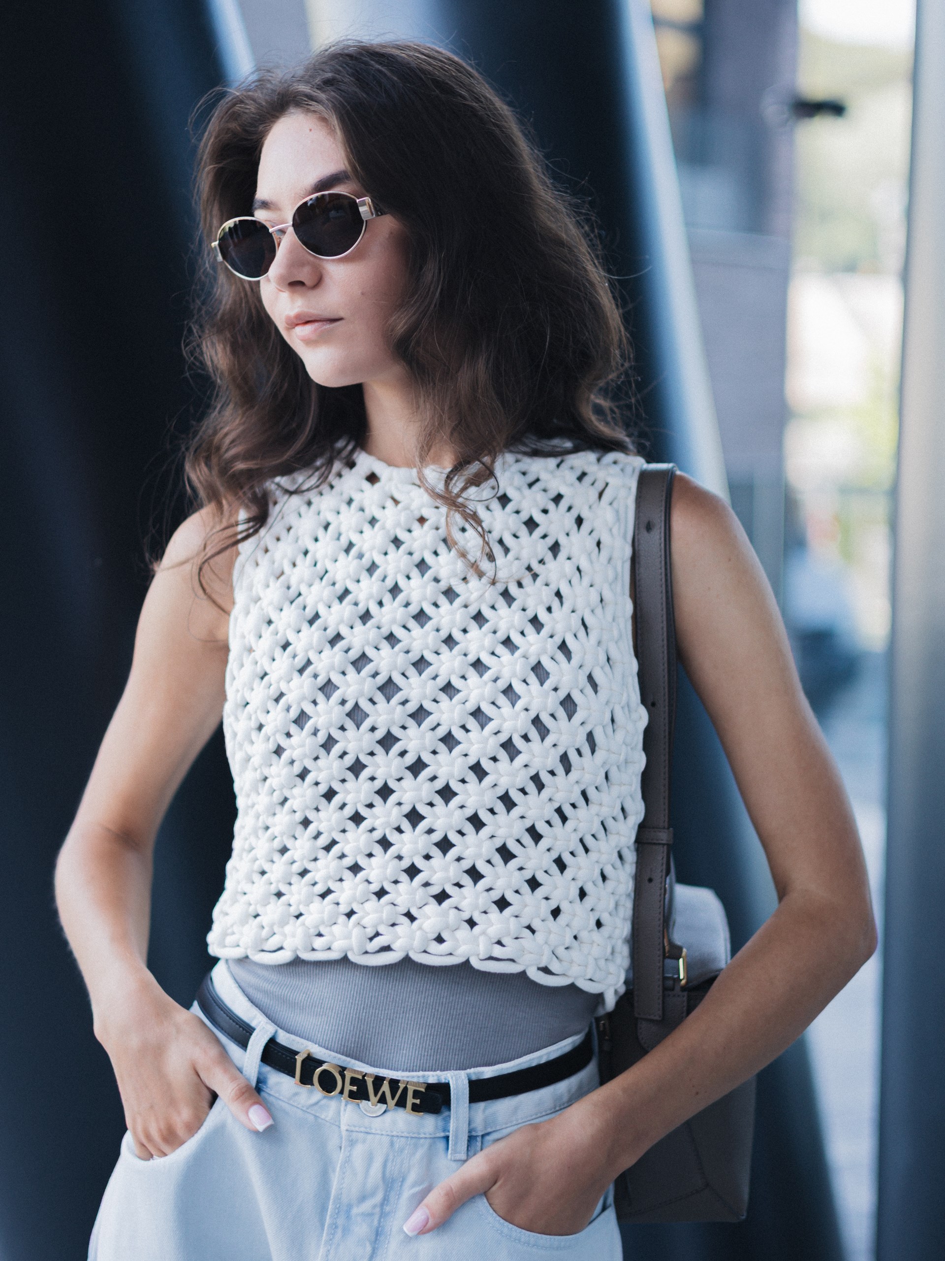 Alaia Ivory Knitted Crop Top