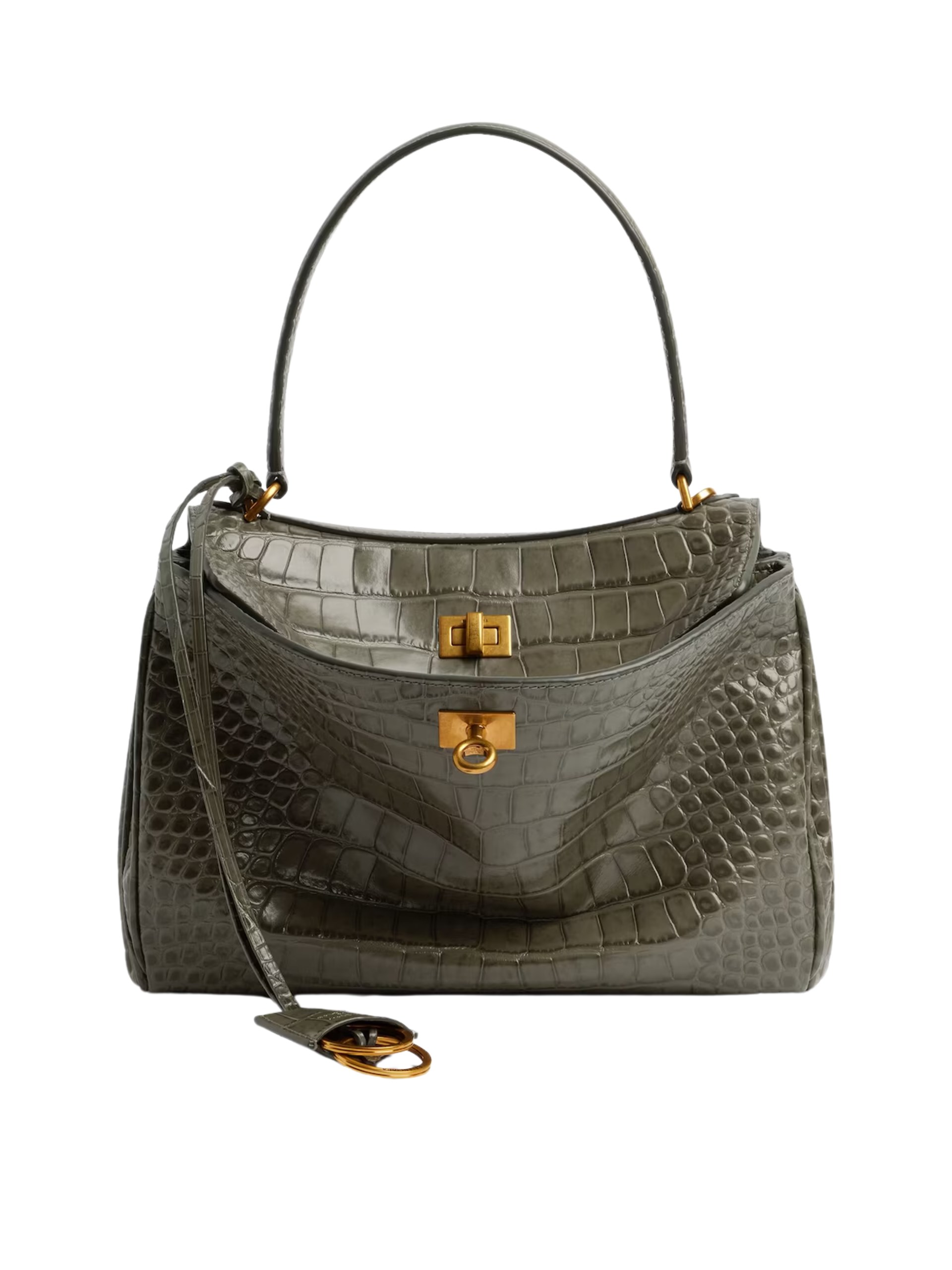 Balenciaga Rodeo Small dark green crocodile embossed bag