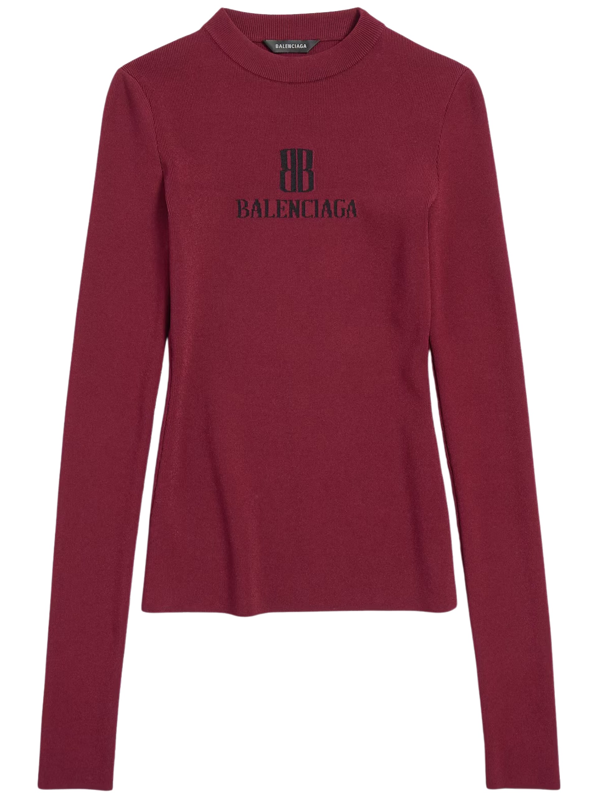 Balenciaga burgundy longsleeves with contrast logo