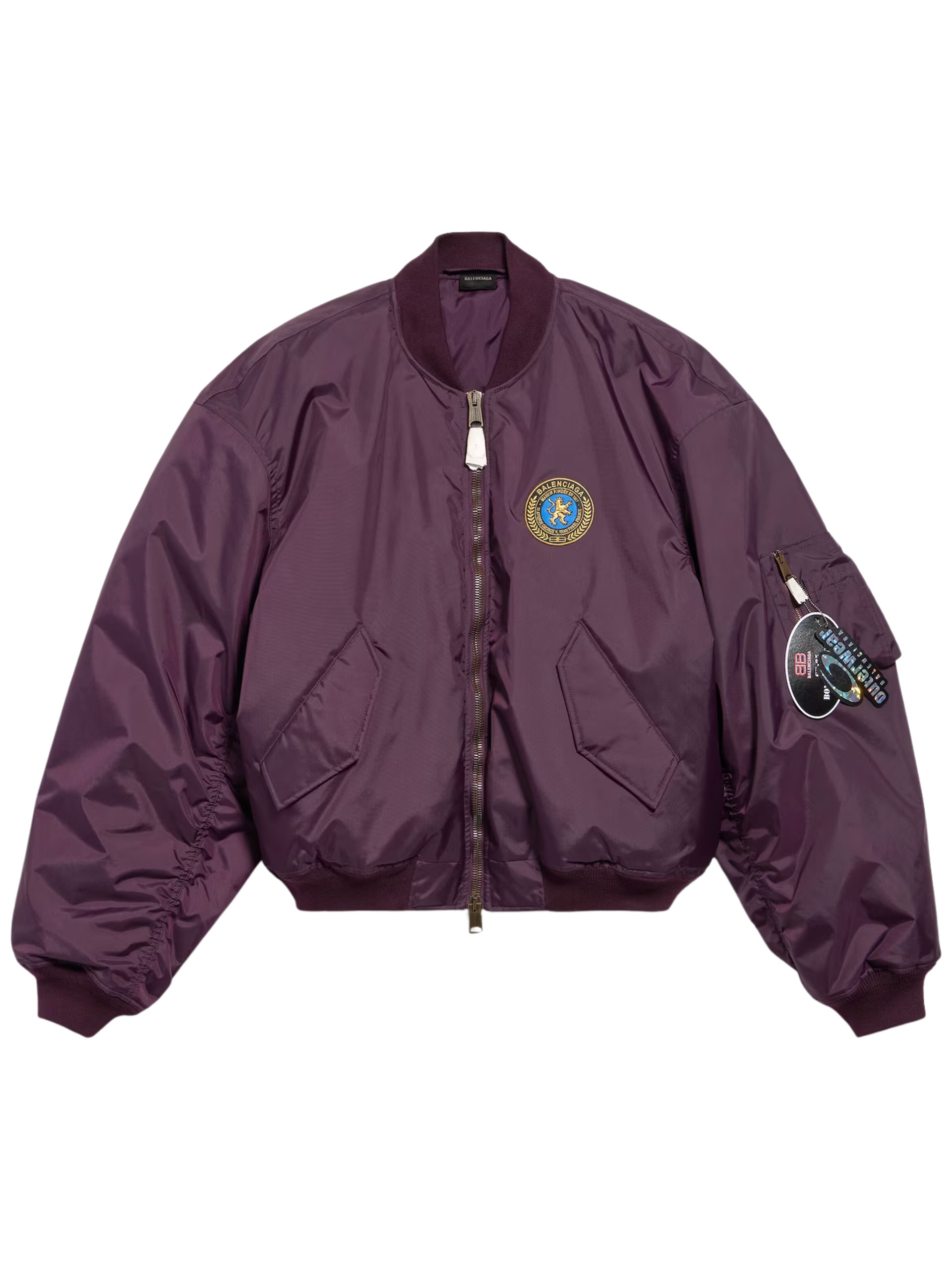 Balenciaga dark purple oversized bomber jacket