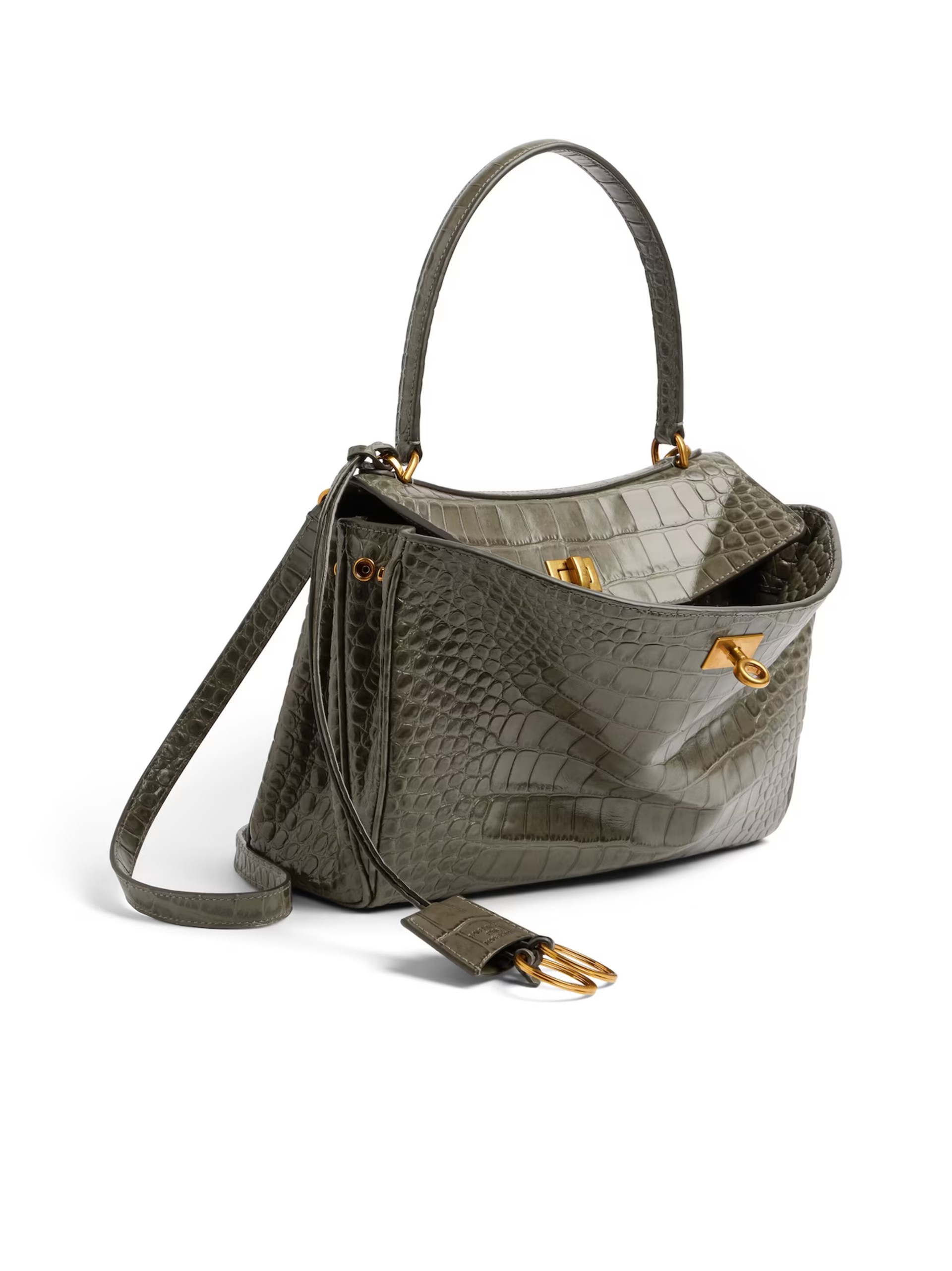Balenciaga Rodeo Small dark green crocodile embossed bag