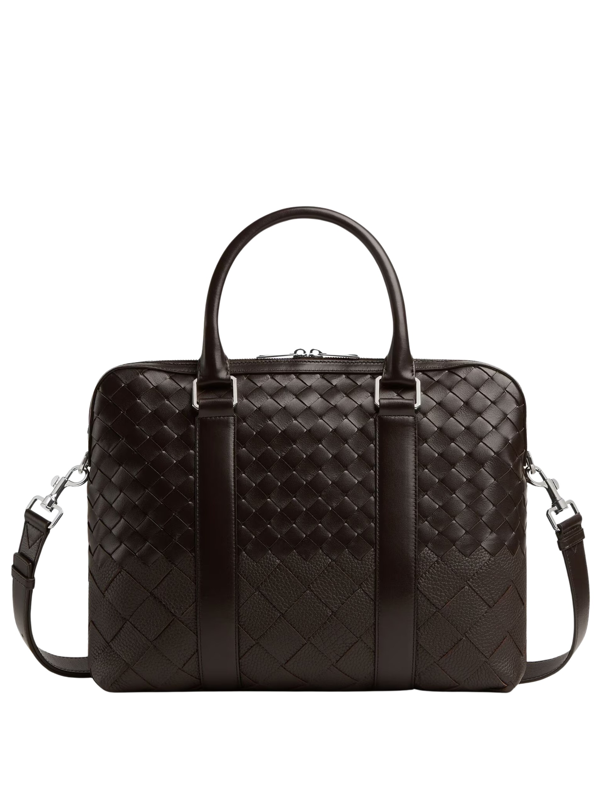 Bottega Veneta Men's Dark Brown Briefcase in Soft Intrecciato Leather