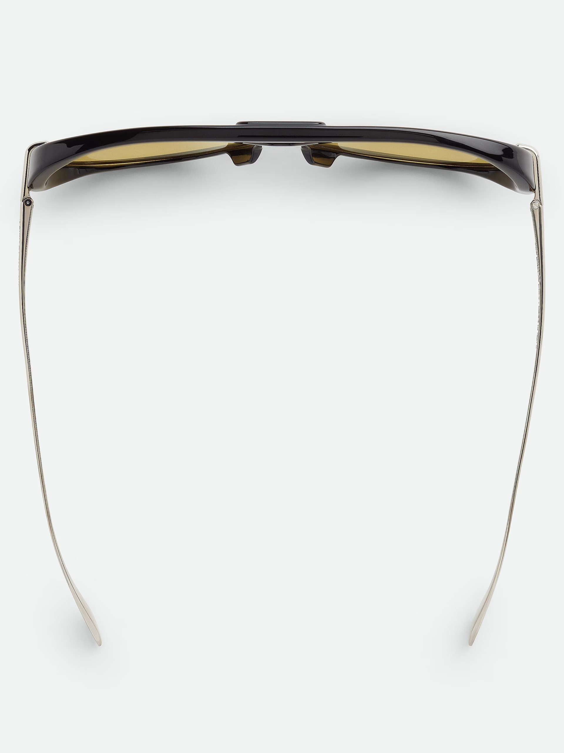 Bottega Veneta unisex black sunglasses with yellow lenses