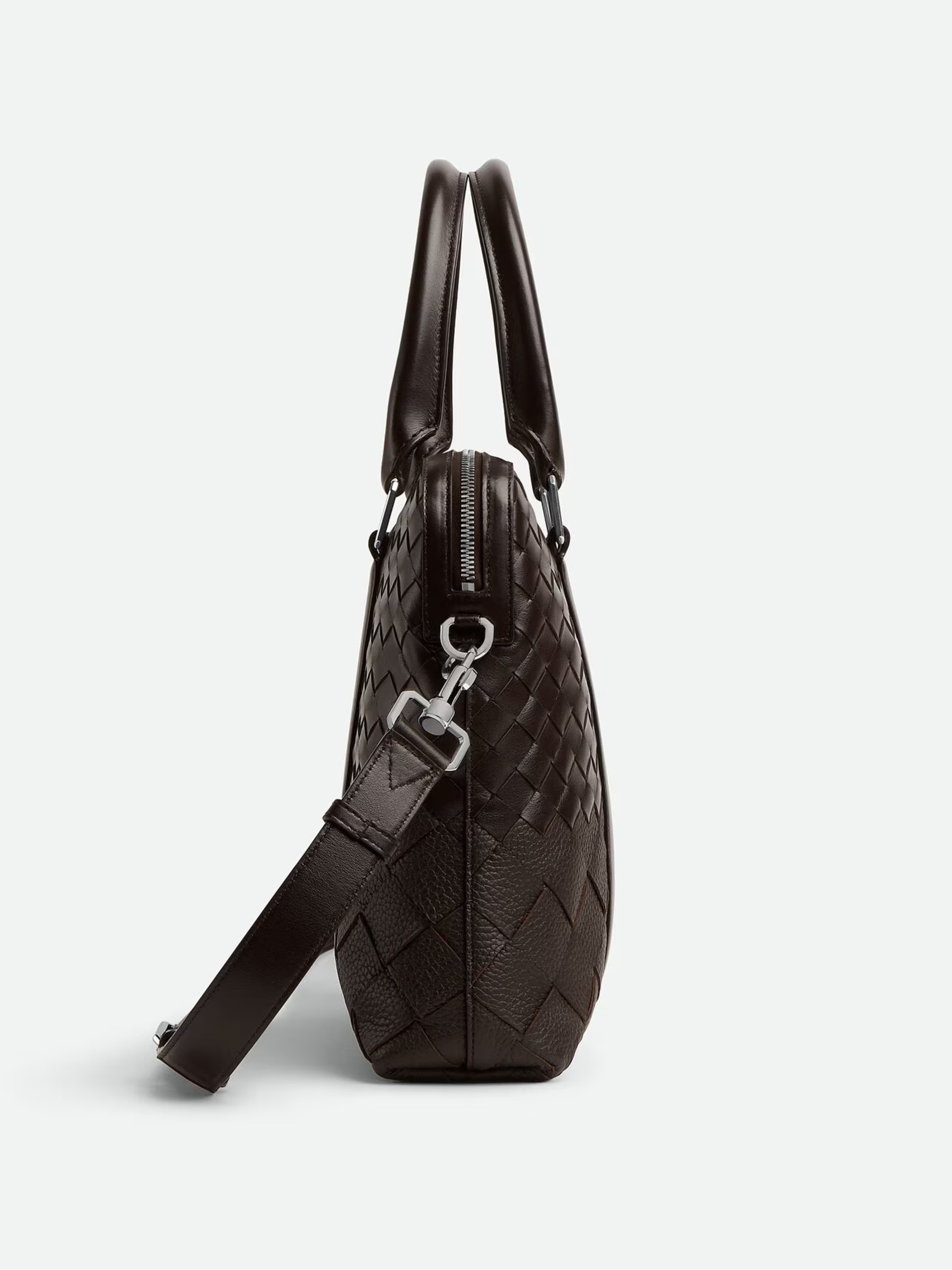 Чоловічий темно-коричневий портфель Bottega Veneta з м’якої шкіри Intrecciato