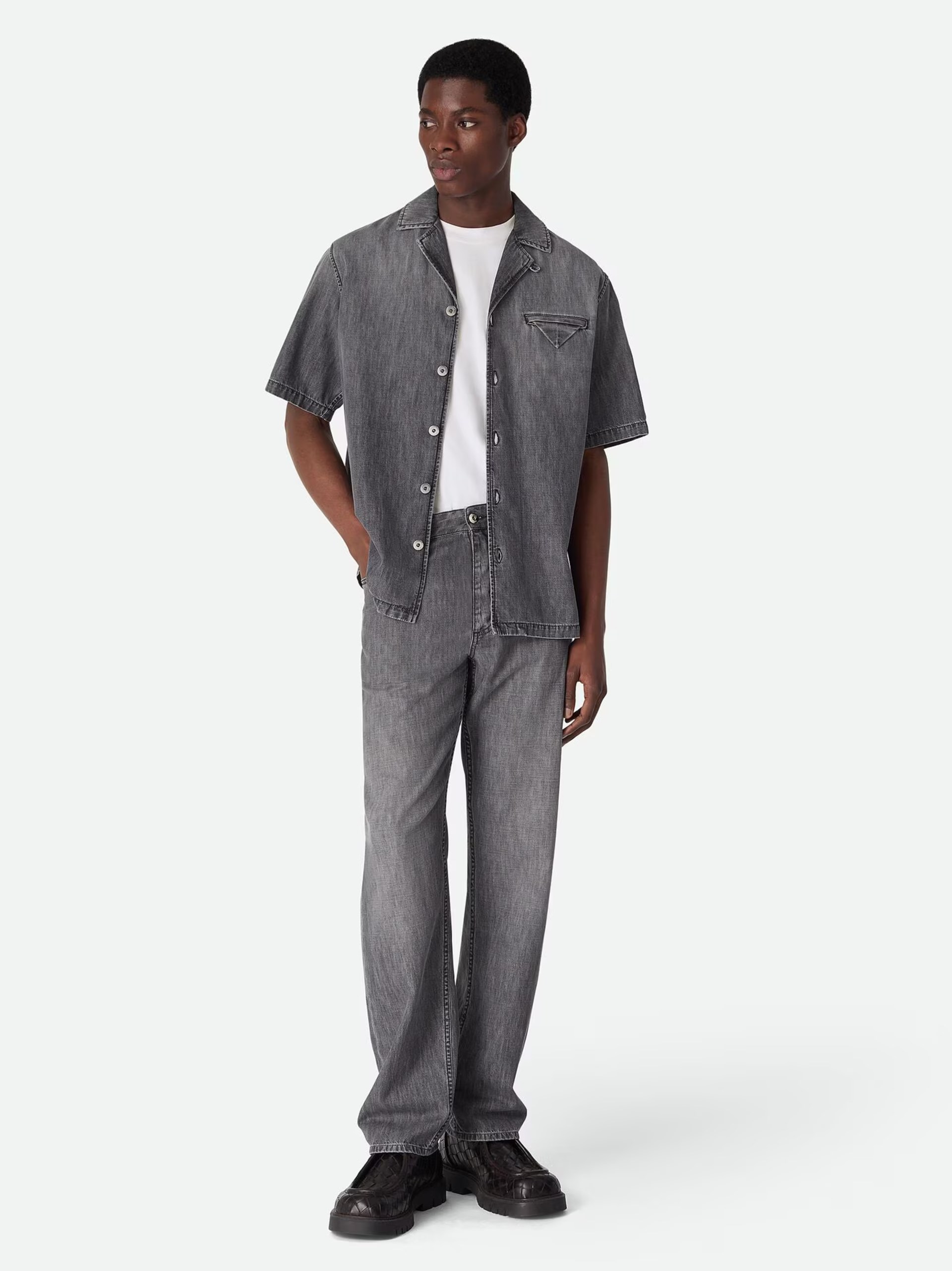 Bottega Veneta men's straight-leg gray jeans