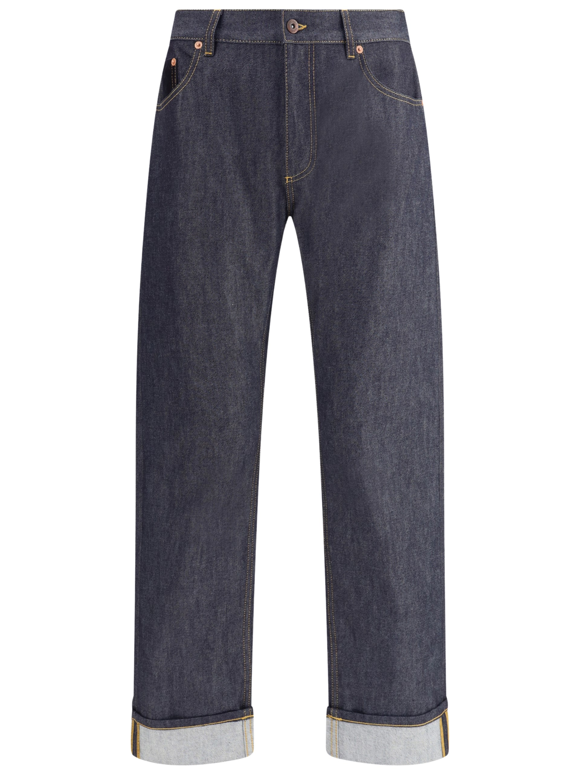 Bottega Veneta men's navy blue straight-leg jeans
