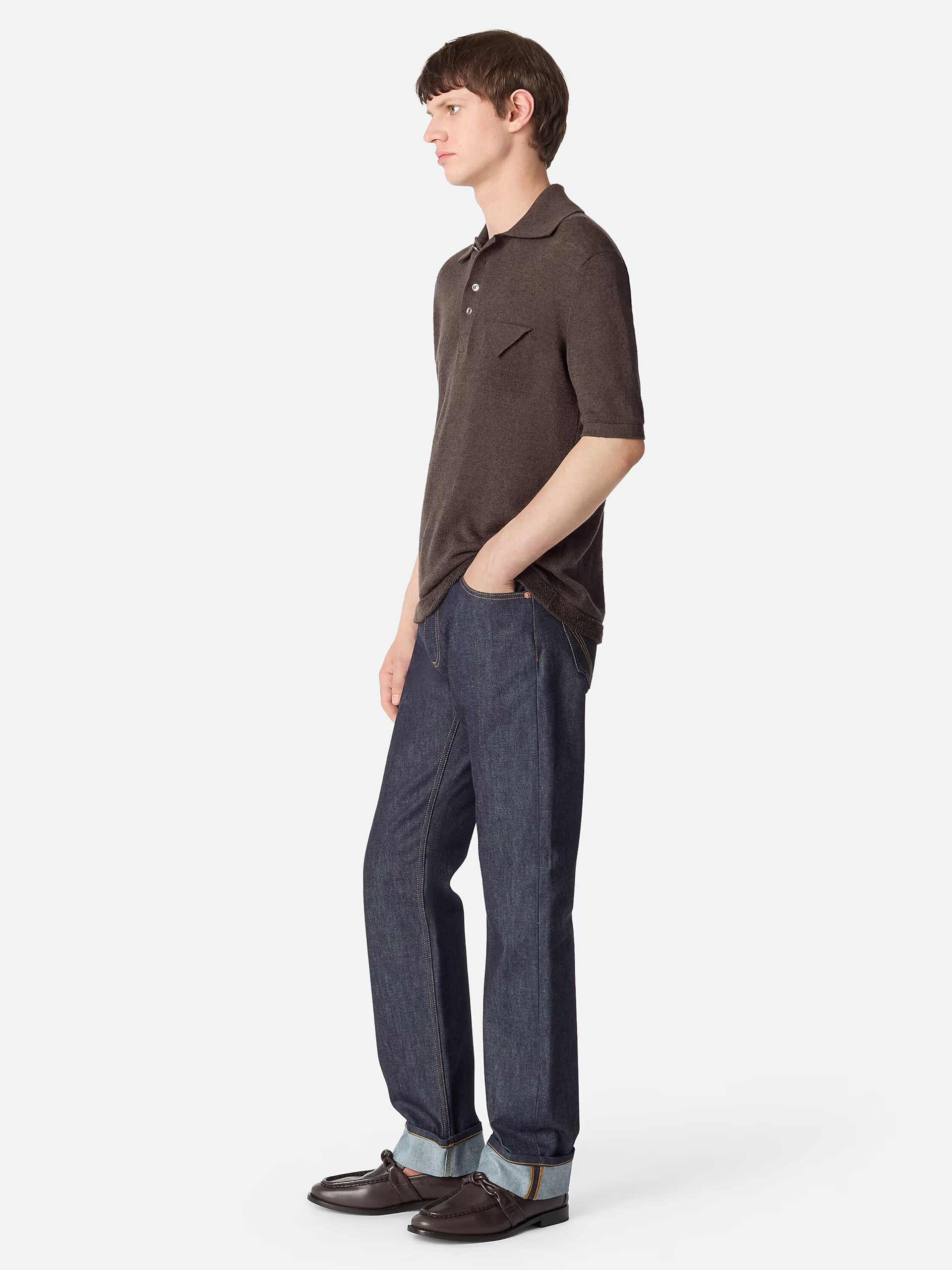 Bottega Veneta men's navy blue straight-leg jeans