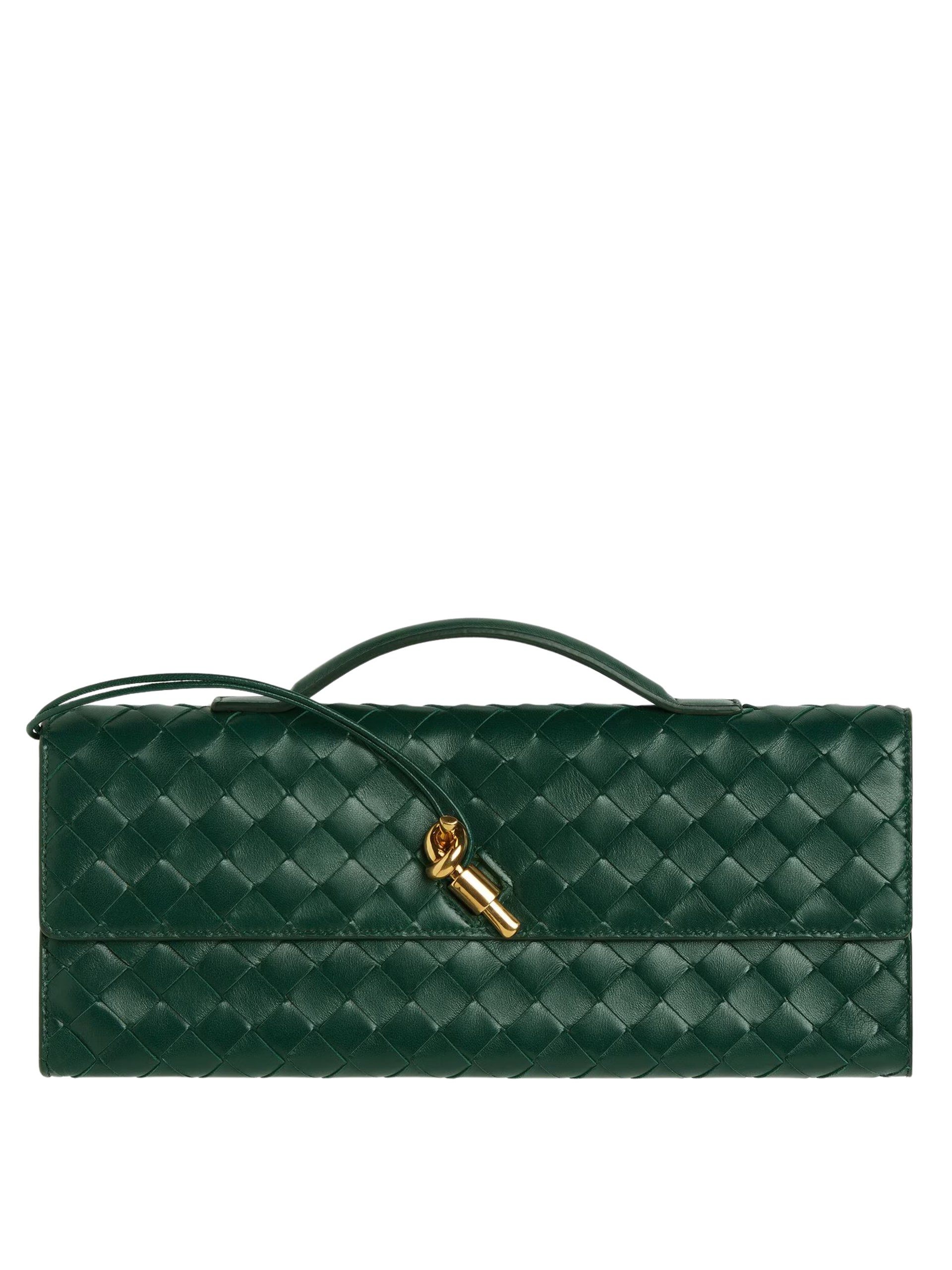 Зелена сумка-клатч Bottega Veneta з м'якої шкіри Intrecciato