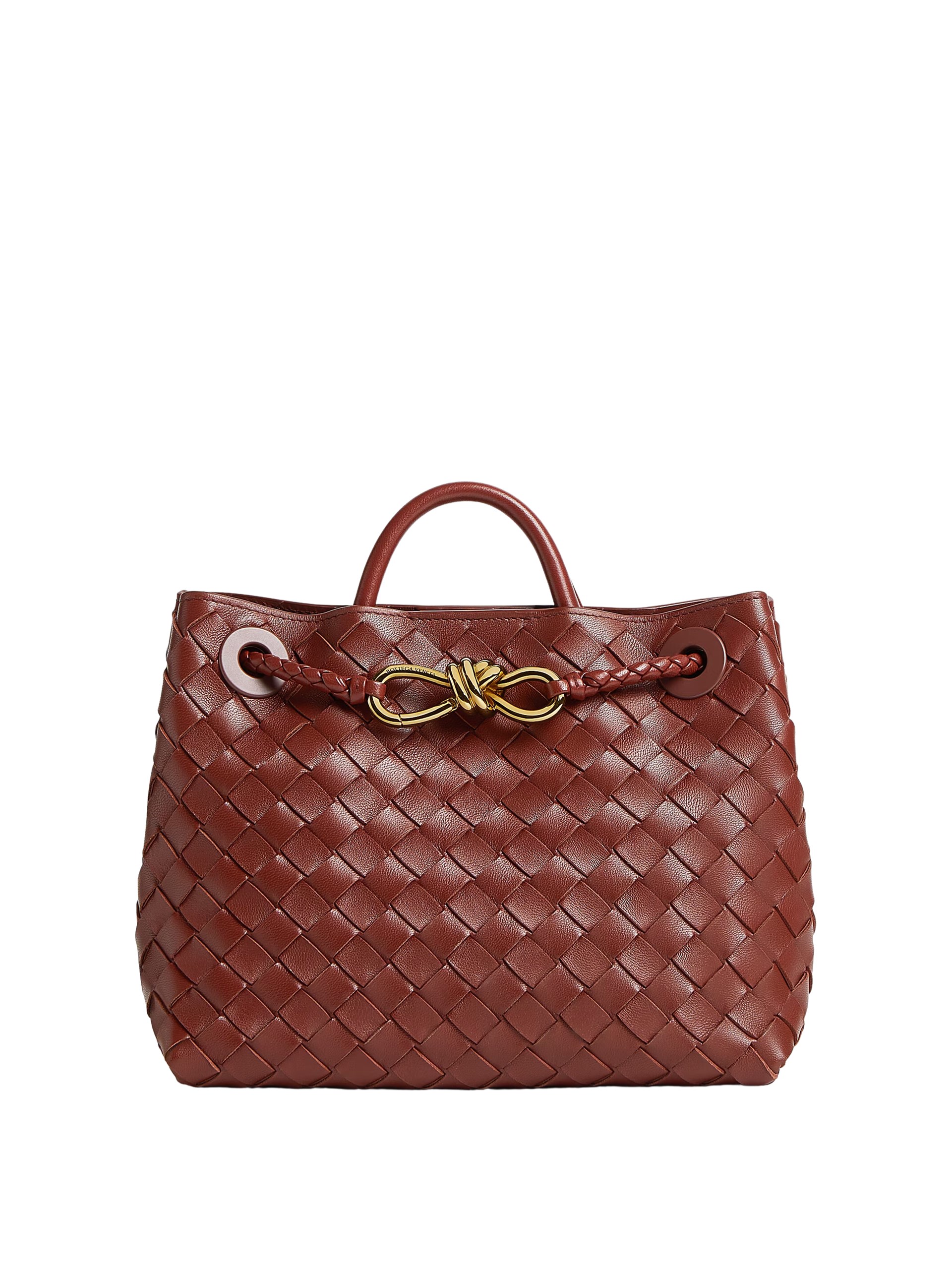 Червоно-коричнева сумка Bottega Veneta Small Andiamo Chain з м’якої шкіри Intrecciato