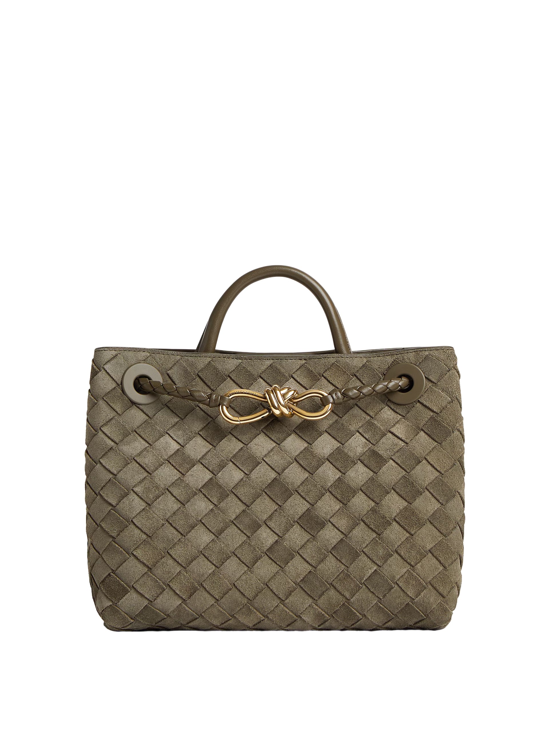 Темно-зелена замшева сумка Bottega Veneta Andiamo Small з м’якої шкіри Intrecciato