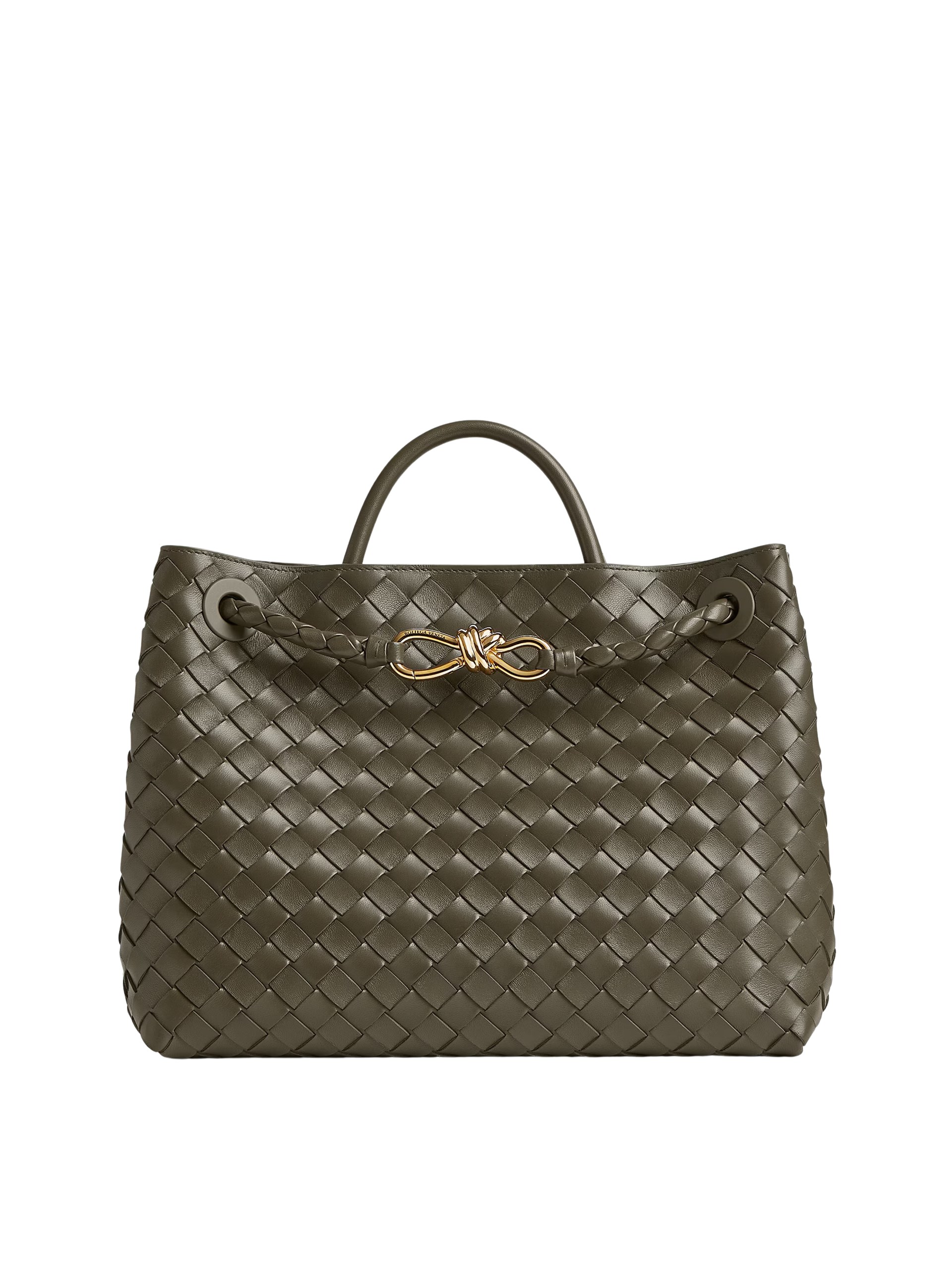 Темно-зелена сумка Bottega Veneta Andiamo Medium з м'якої шкіри Intrecciato