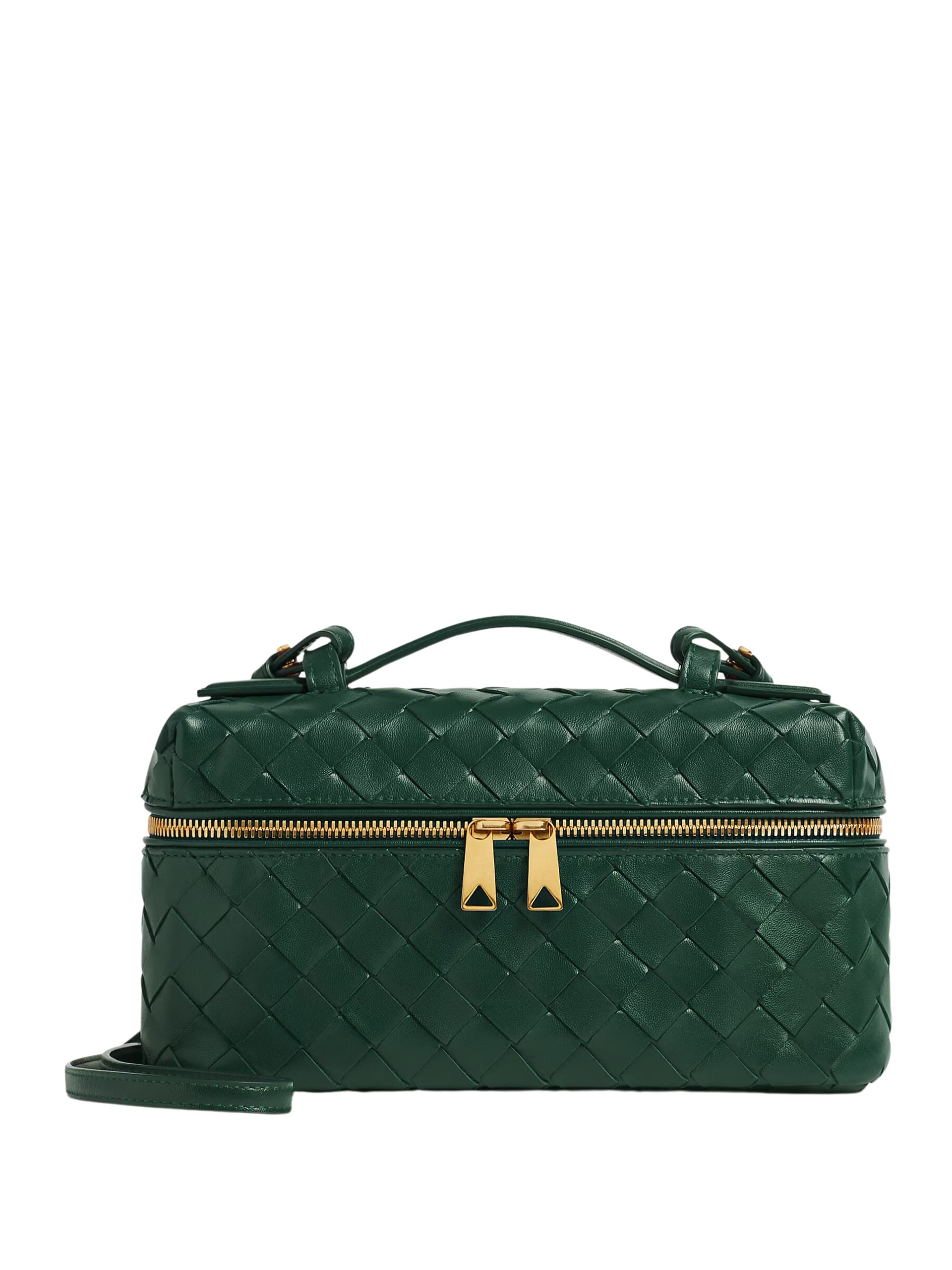 Зелена сумка Bottega Veneta Bang Bang Vanity Case з м’якої шкіри Intrecciato