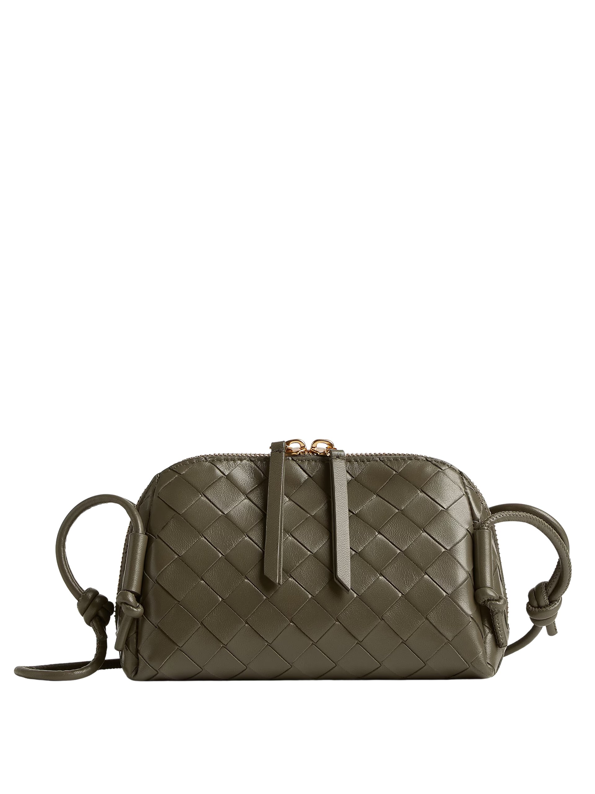 Темно-зелена сумка Bottega Veneta Intrecciato Concert Pouch