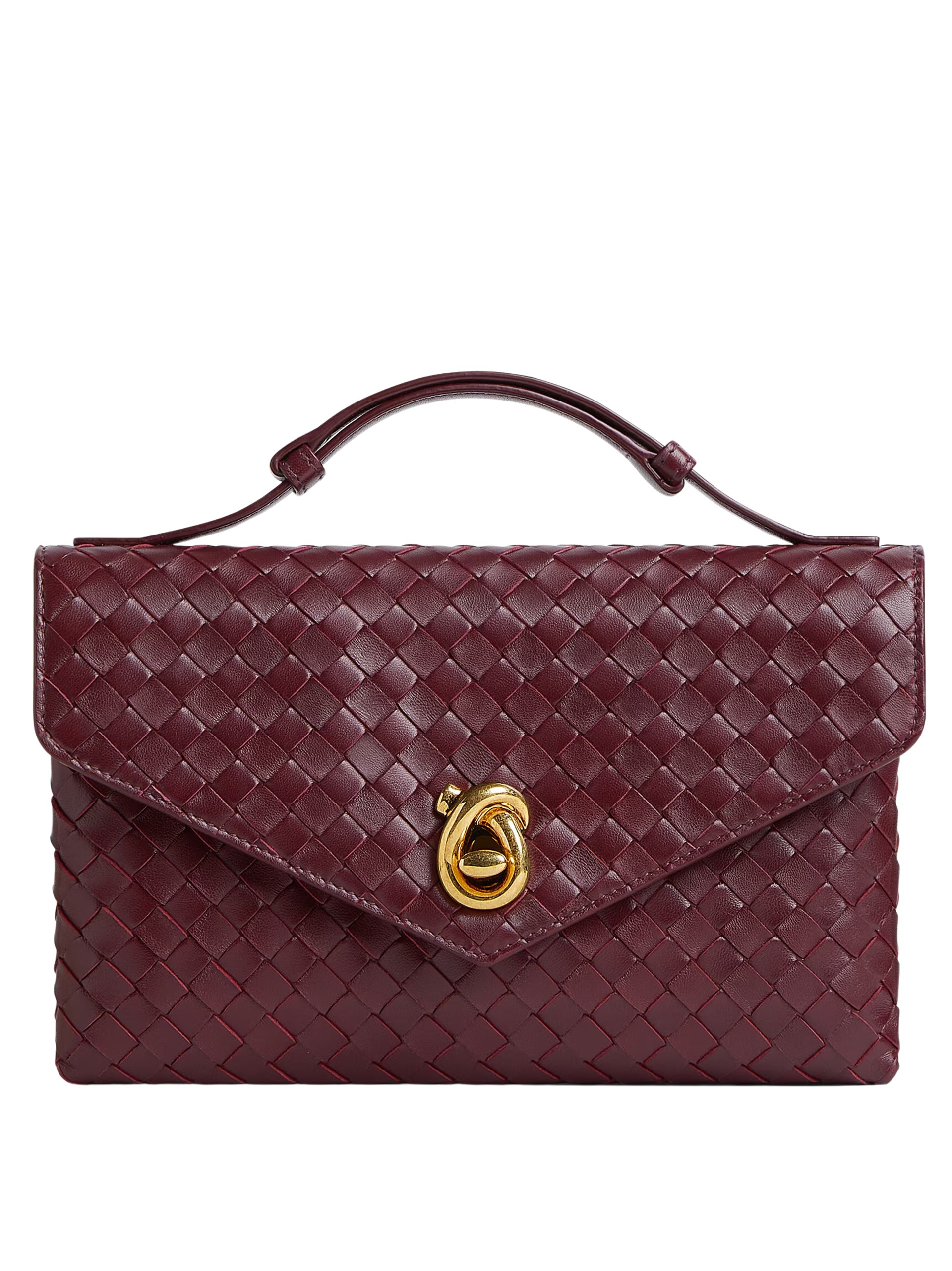 Сумка Bottega Veneta Knot Lock з верхньою ручкою та застібкою-вузлом кольору бургунді