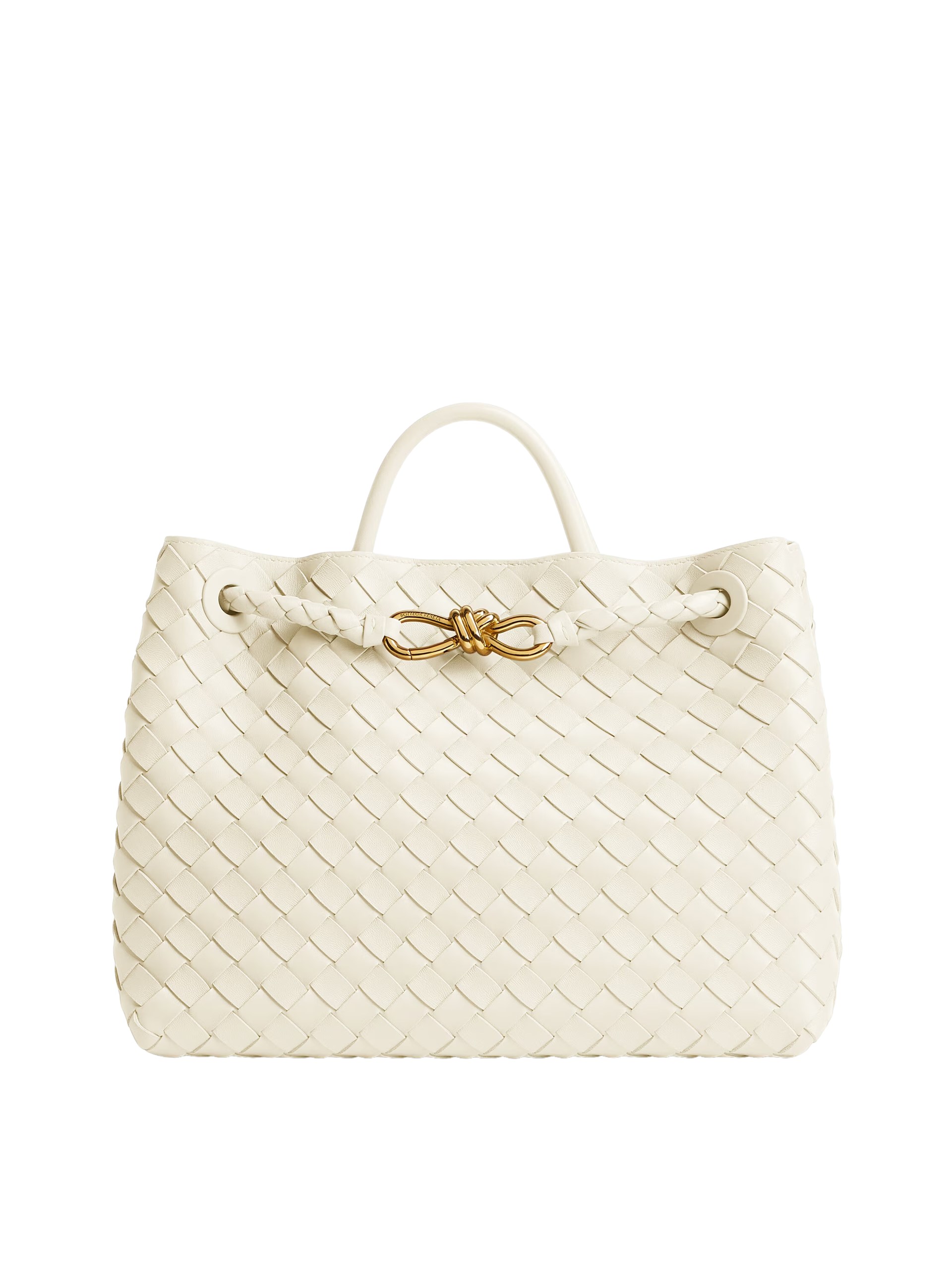 Сумка Bottega Veneta Andiamo Medium з м'якої шкіри Intrecciato кольору айворі