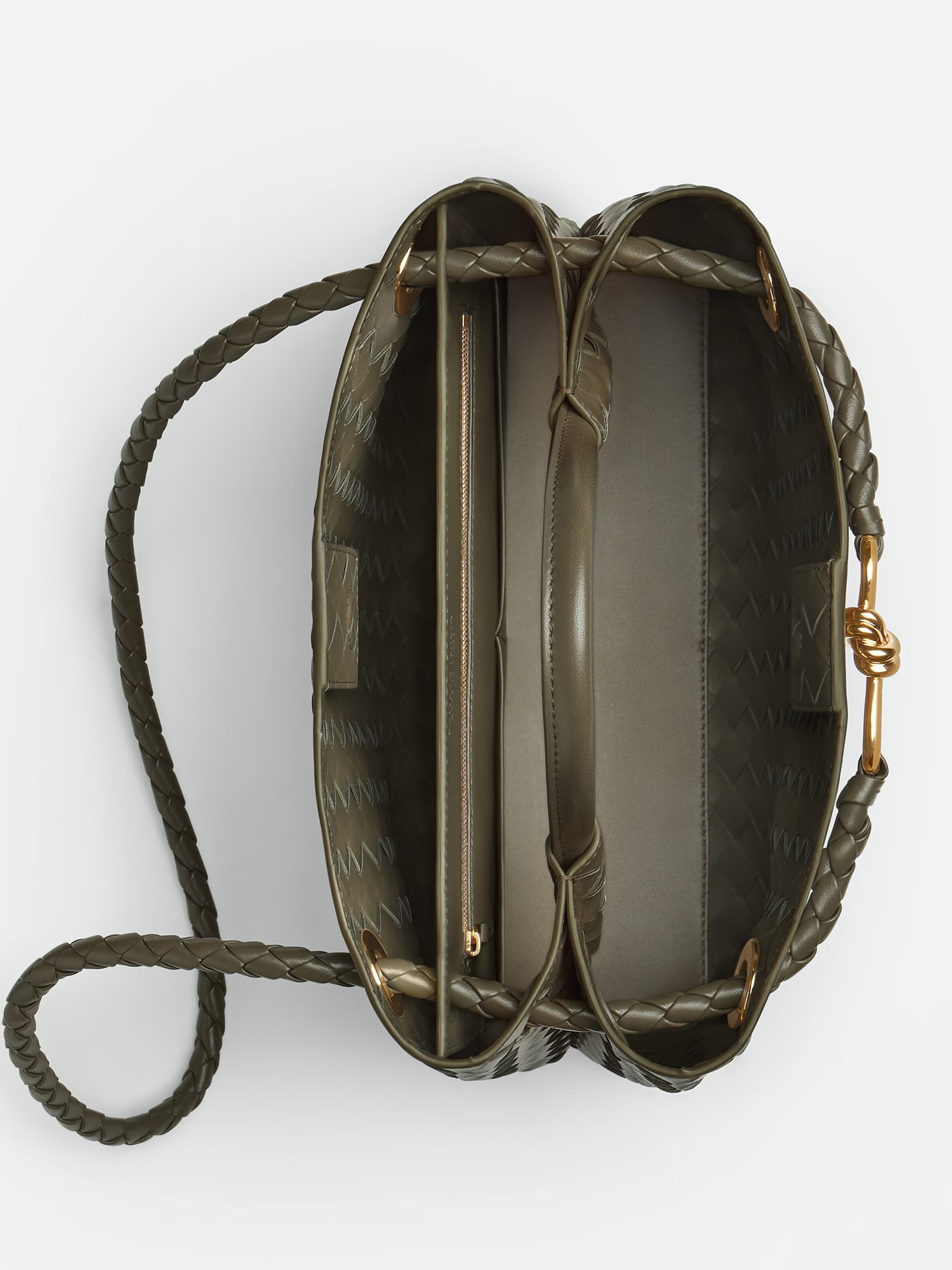 Темно-зелена сумка Bottega Veneta Andiamo Medium з м'якої шкіри Intrecciato